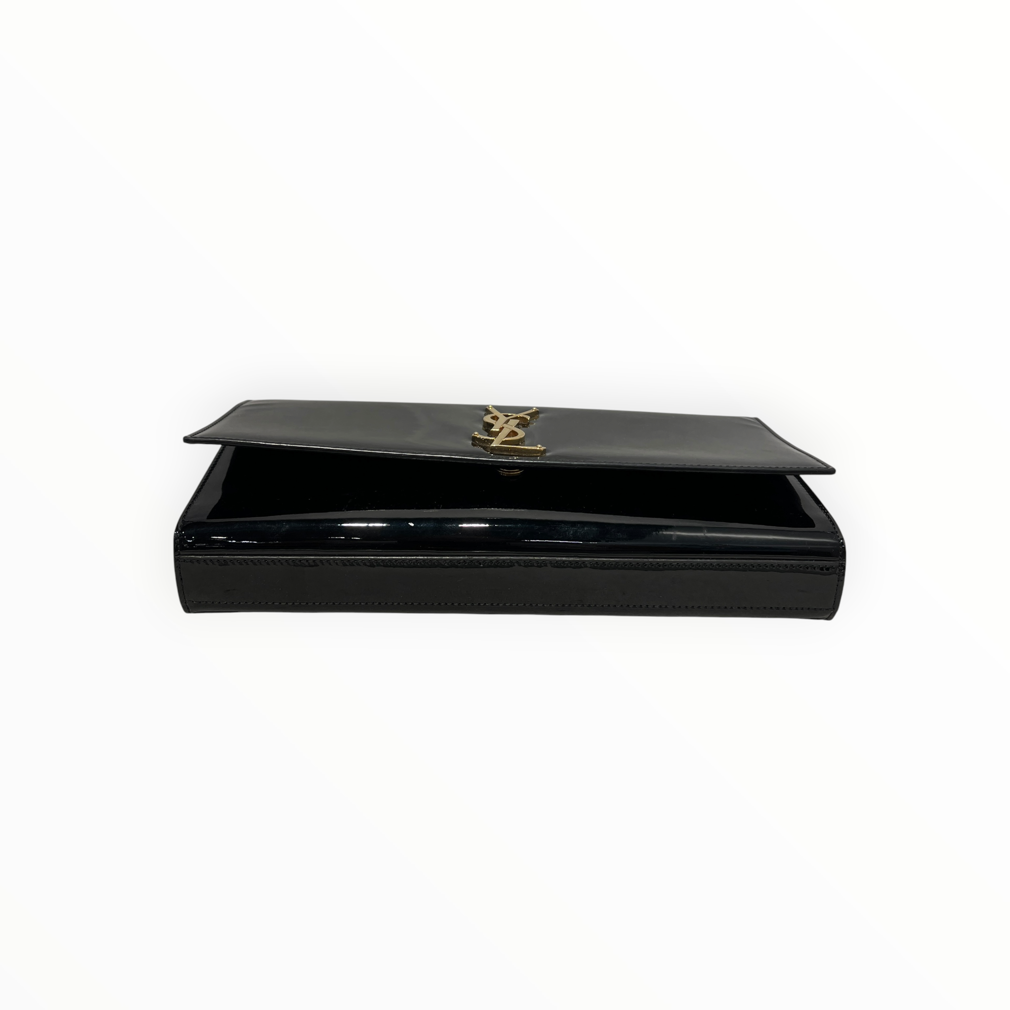 SAINT LAURENT/Clutch Bag/Leather/BLK/PATENT CASSANDRE/GOLD HARDWARE view 3