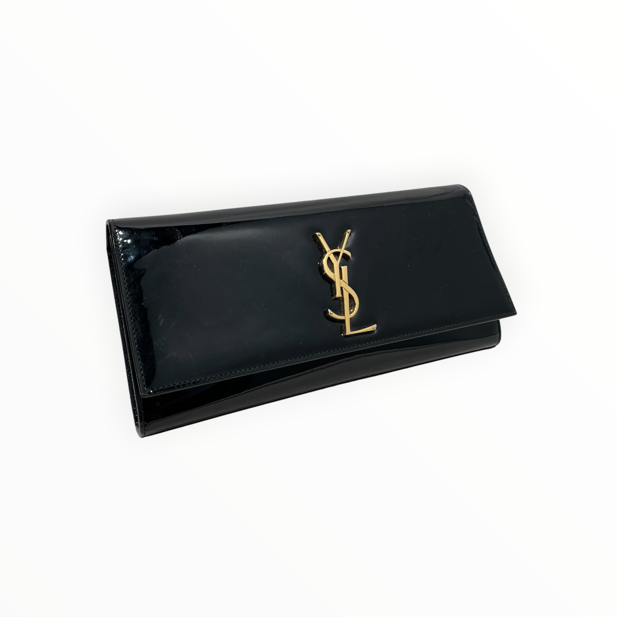 SAINT LAURENT/Clutch Bag/Leather/BLK/PATENT CASSANDRE/GOLD HARDWARE view 1