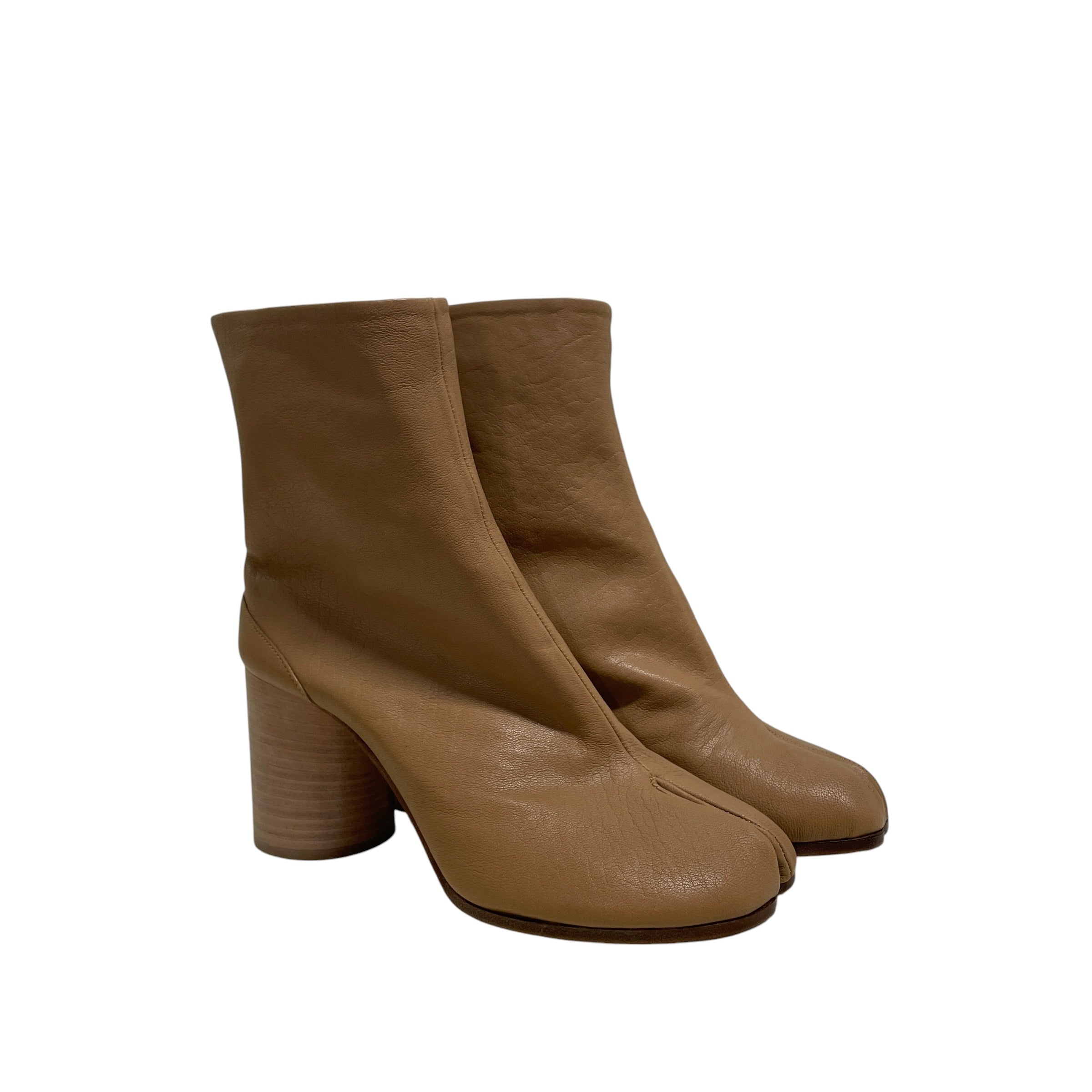 Maison Margiela/Heels/US 7/Cotton/BEG/LEATHER TABI HEEL/BRWN/BRWN view 1