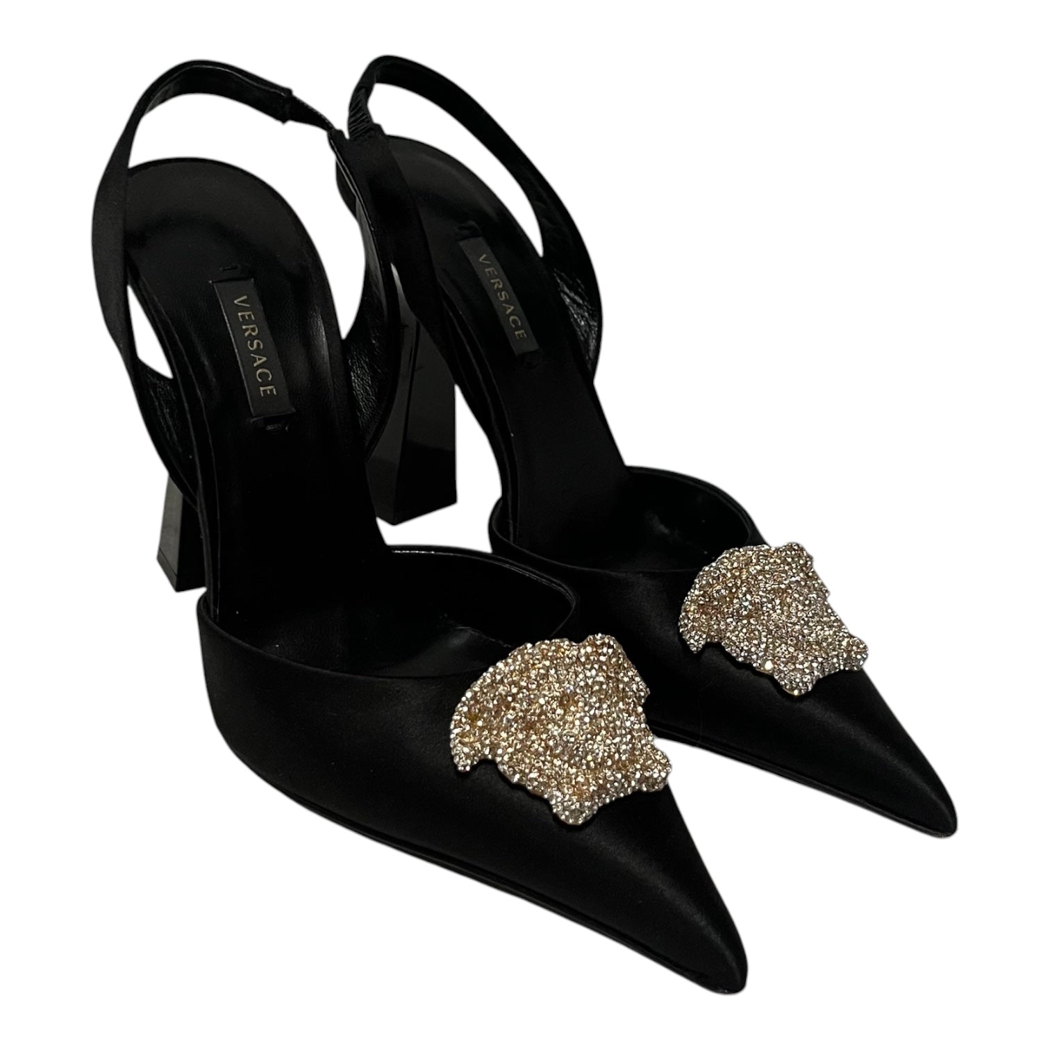 VERSACE/Heels/US 6/Silk/BLK/crystal medusa view 1