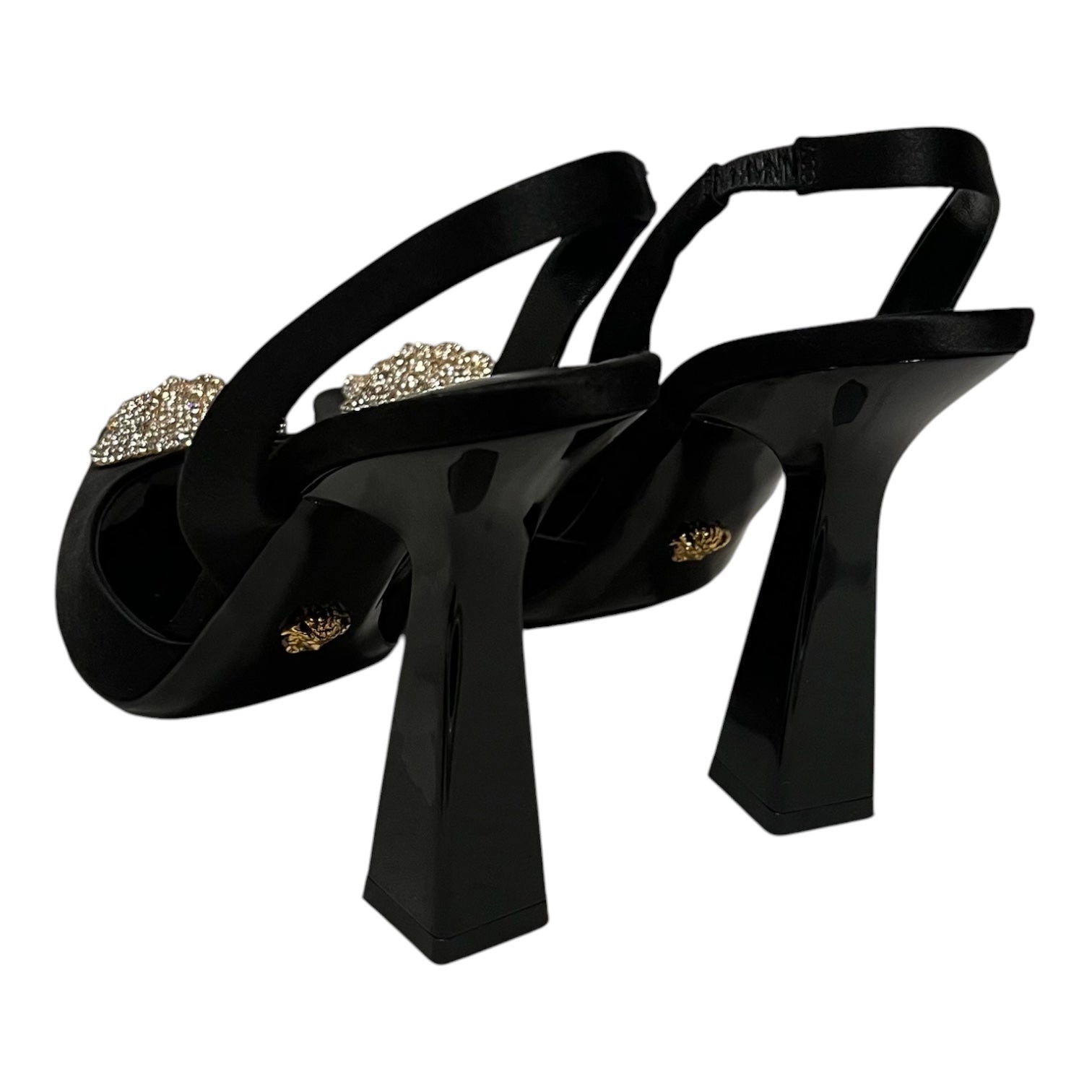 VERSACE/Heels/US 6/Silk/BLK/crystal medusa view 2