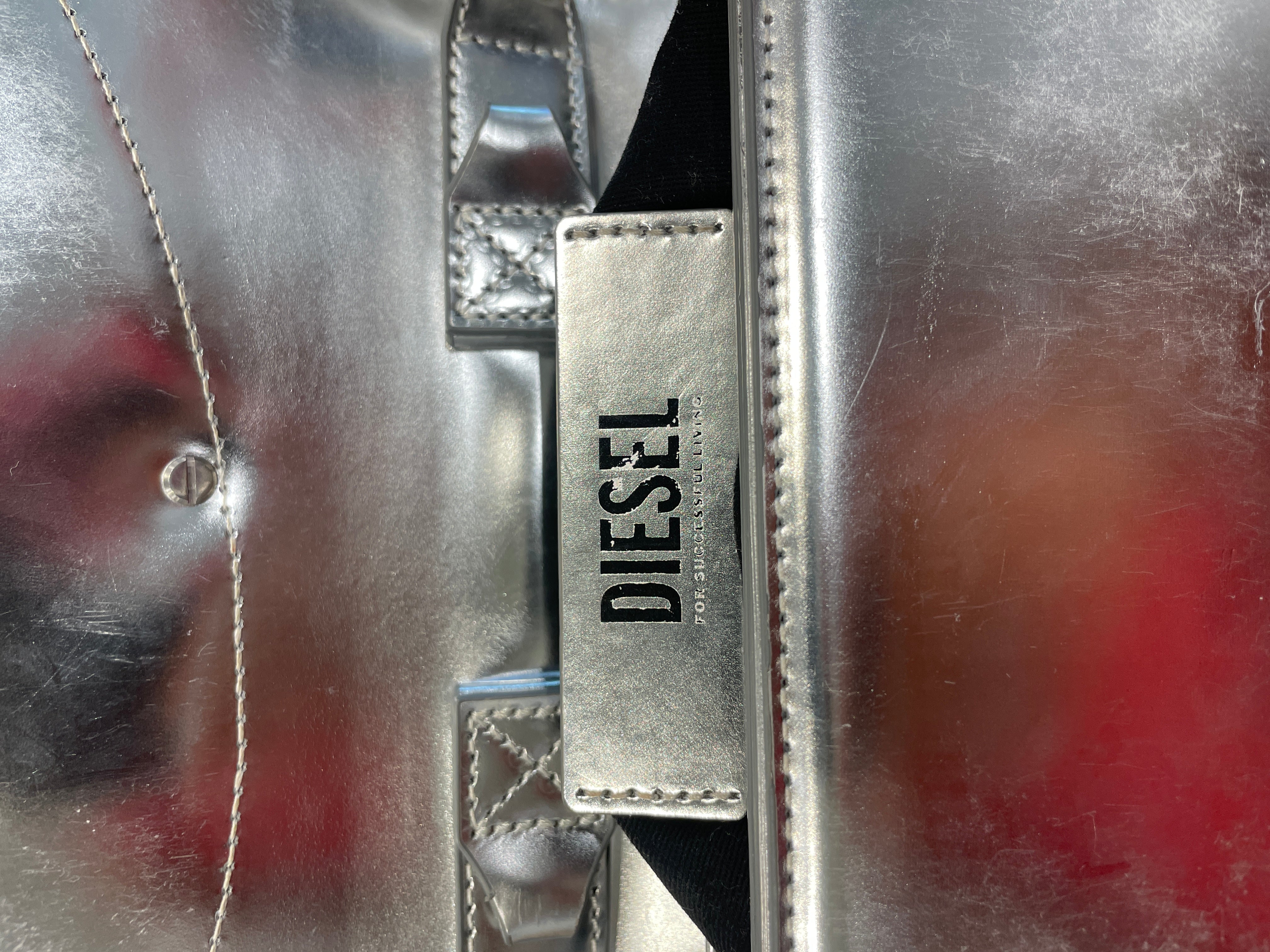 DIESEL/Hand Bag/Leather/SLV/SILVER LRG D LOGO BAG view 3
