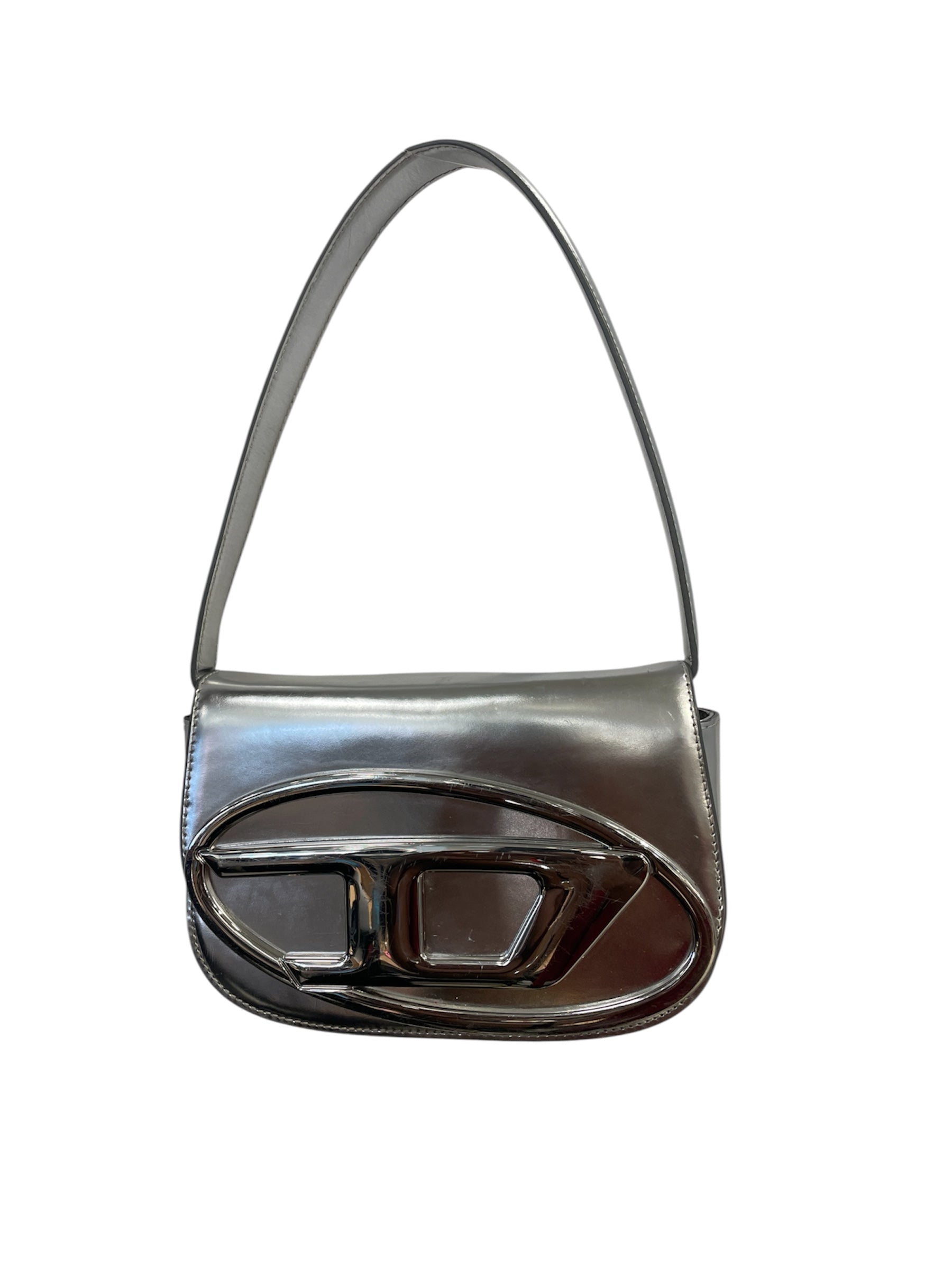 DIESEL/Hand Bag/Leather/SLV/SILVER LRG D LOGO BAG view 1