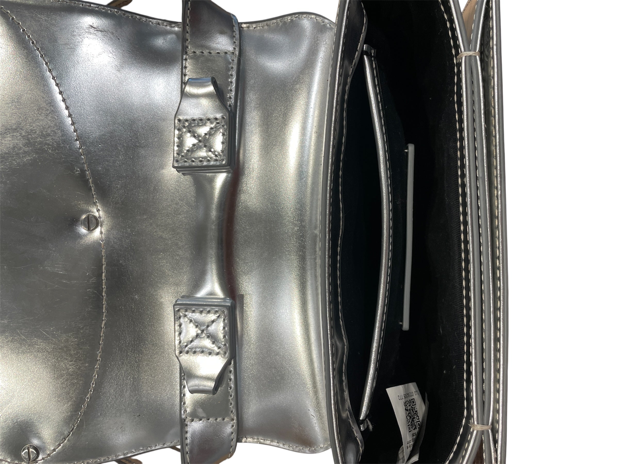 DIESEL/Hand Bag/Leather/SLV/SILVER LRG D LOGO BAG view 4