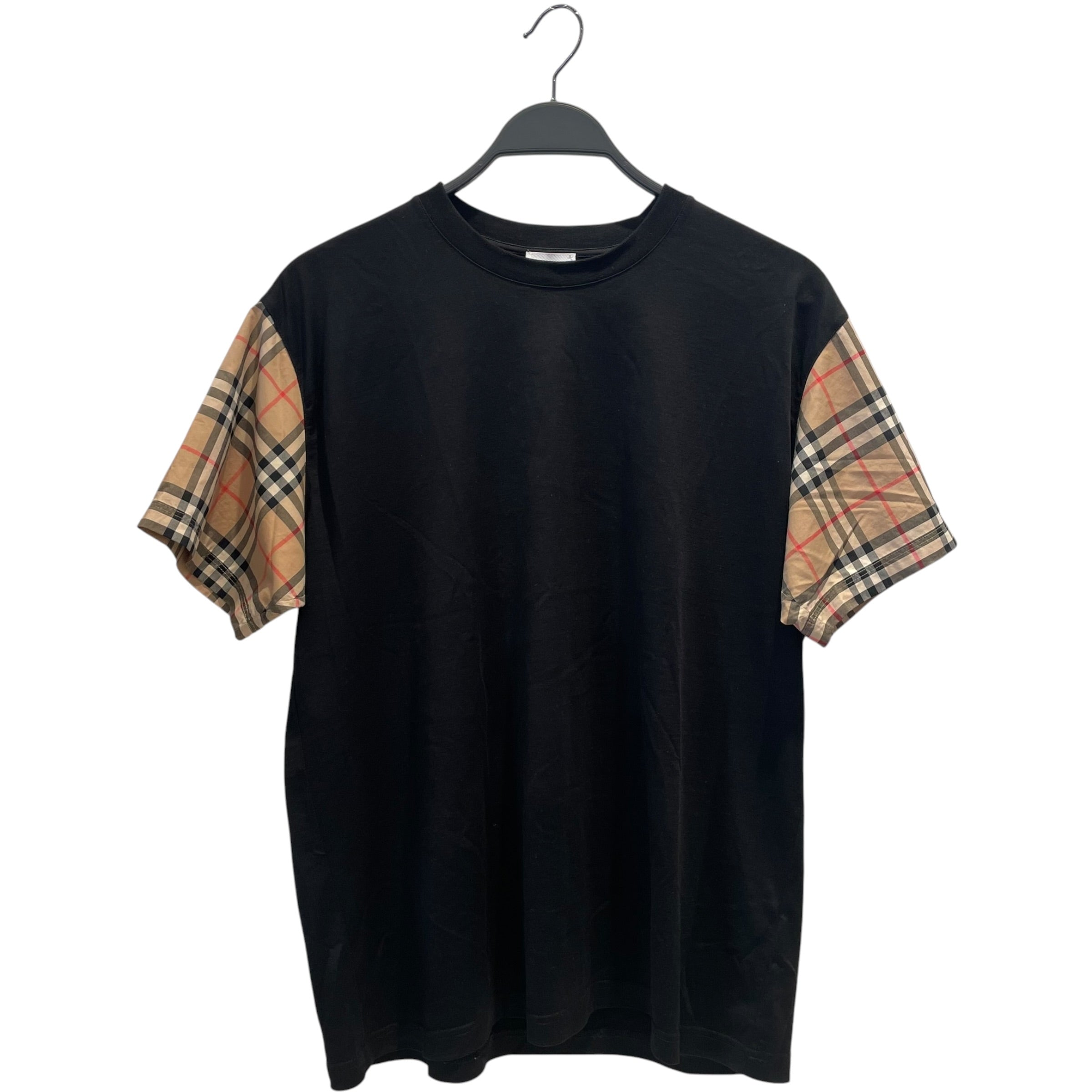 BURBERRY/T-Shirt/S/Cotton/BLK/Monogram/PLAID CHECK SLEEVE TEE view 1