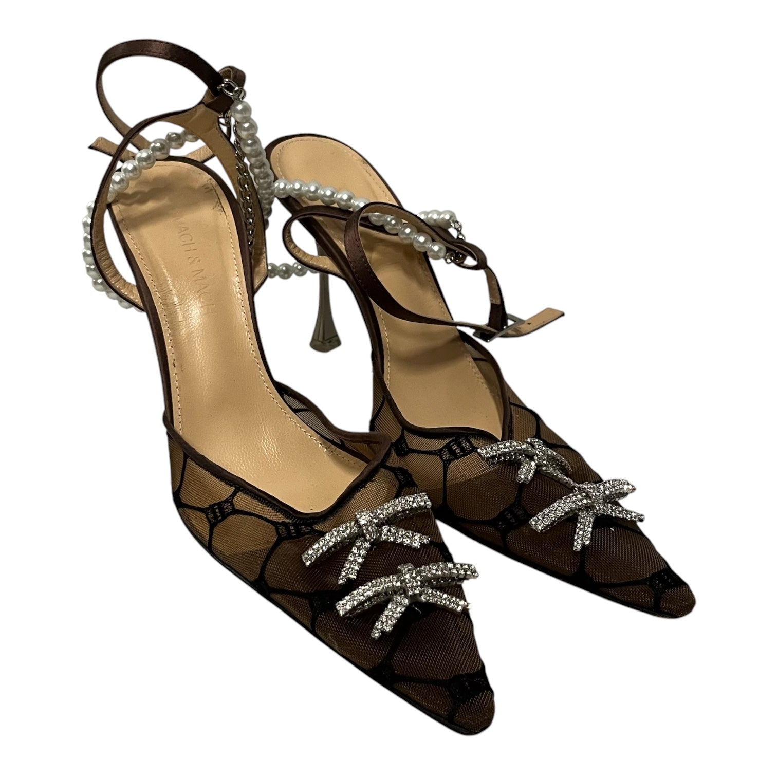 MACH & MACH/Heels/US 6.5/Polyester/BRW/mesh + pearls view 1