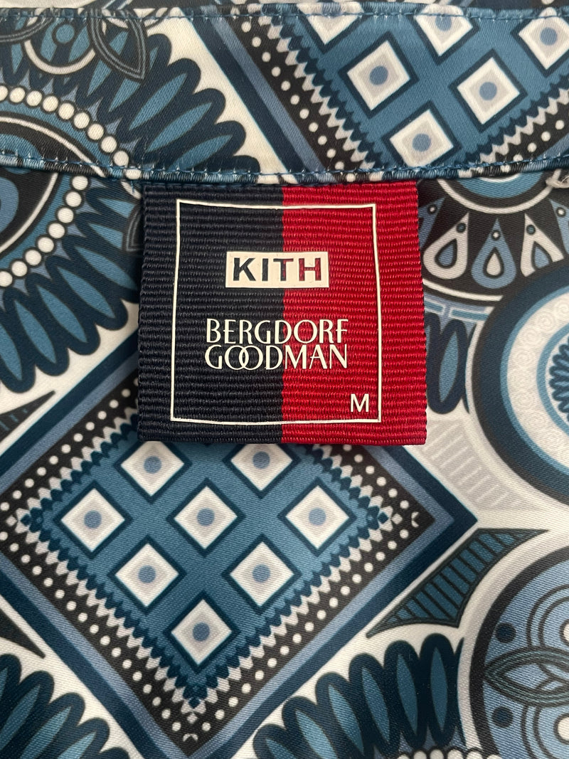 KITH/BERGDORF GOODMAN/SS Shirt/M/Cotton/BLU/All Over Print/TEXT FRONT POCKET