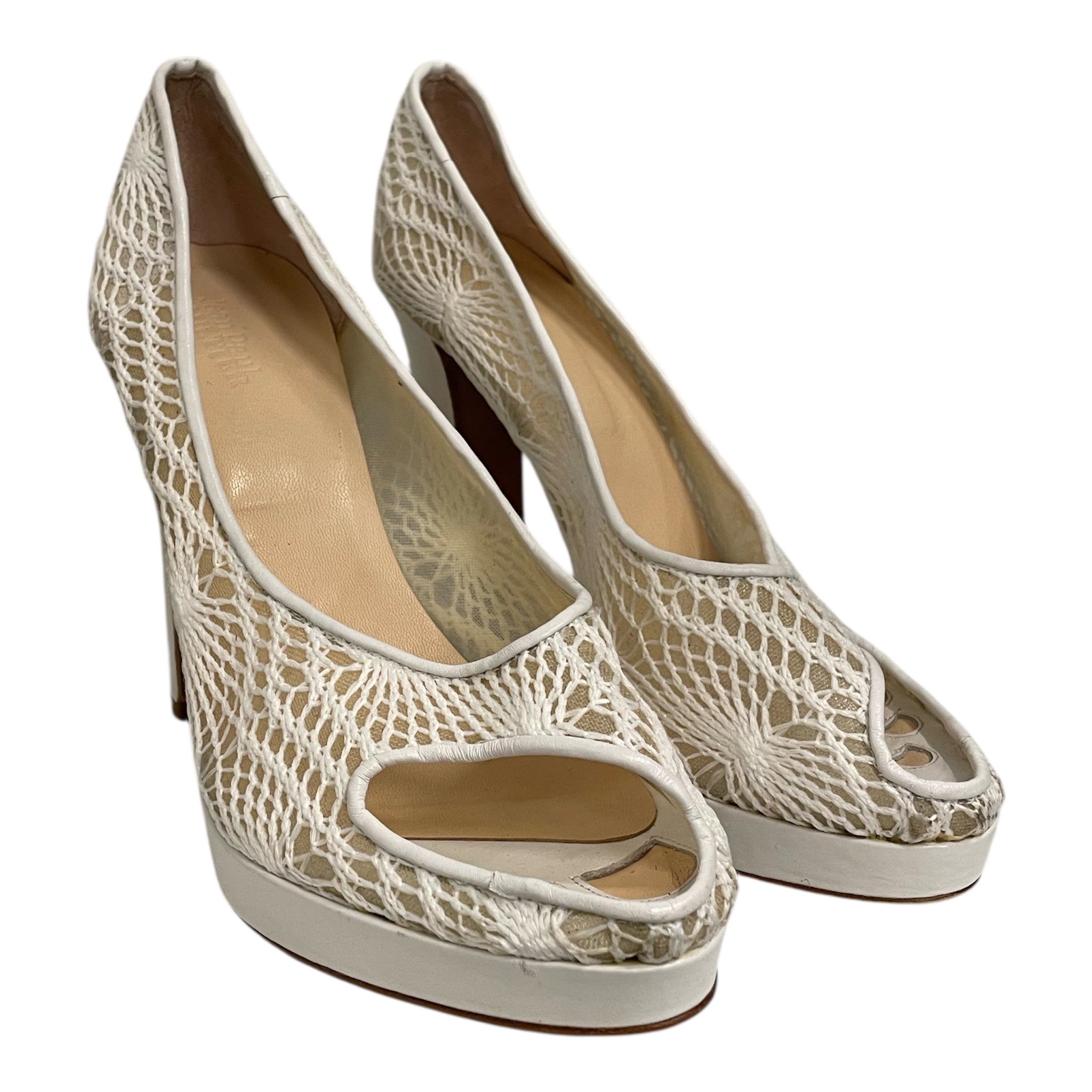 Jean Paul Gaultier/HEELS/EU 40/WHT/EMBROIDEREY DETAILS/BLOCK HEEL view 1