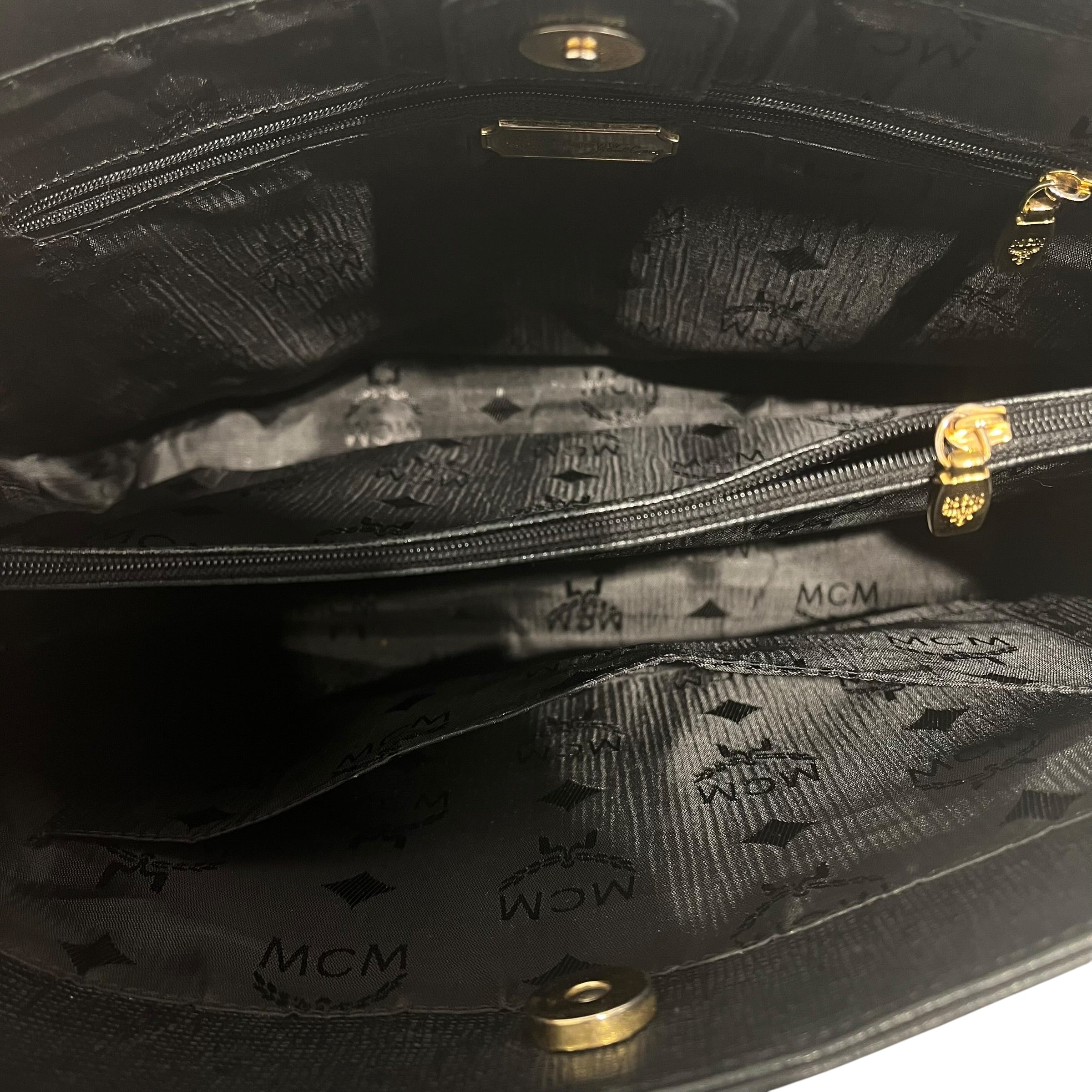 MCM/Hand Bag/Leather/BLK/gold hardware view 3