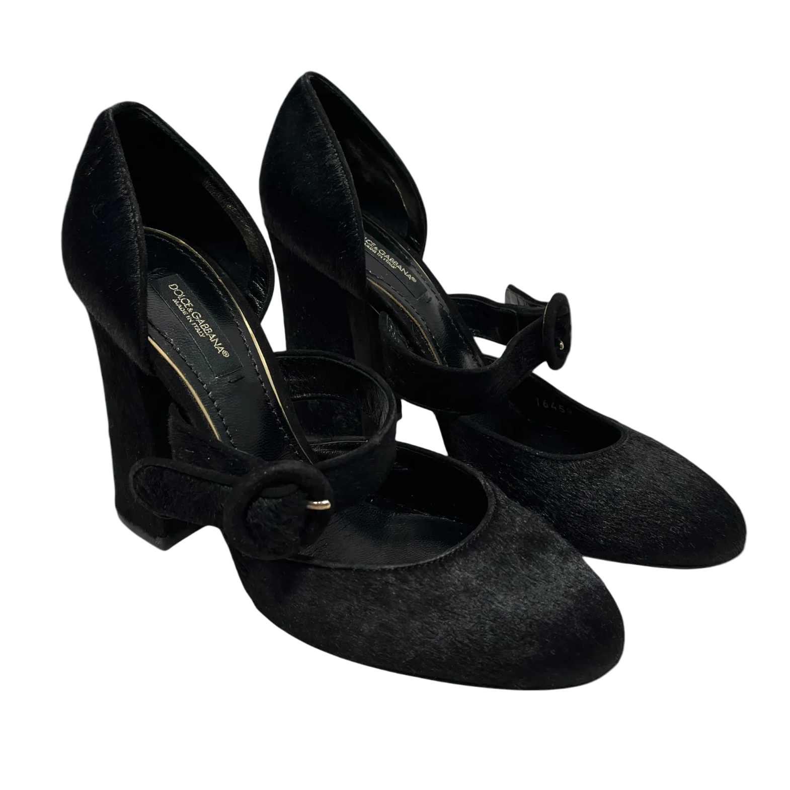 DOLCE&GABBANA/Heels/US 5.5/Leather/BLK/pony hair view 1