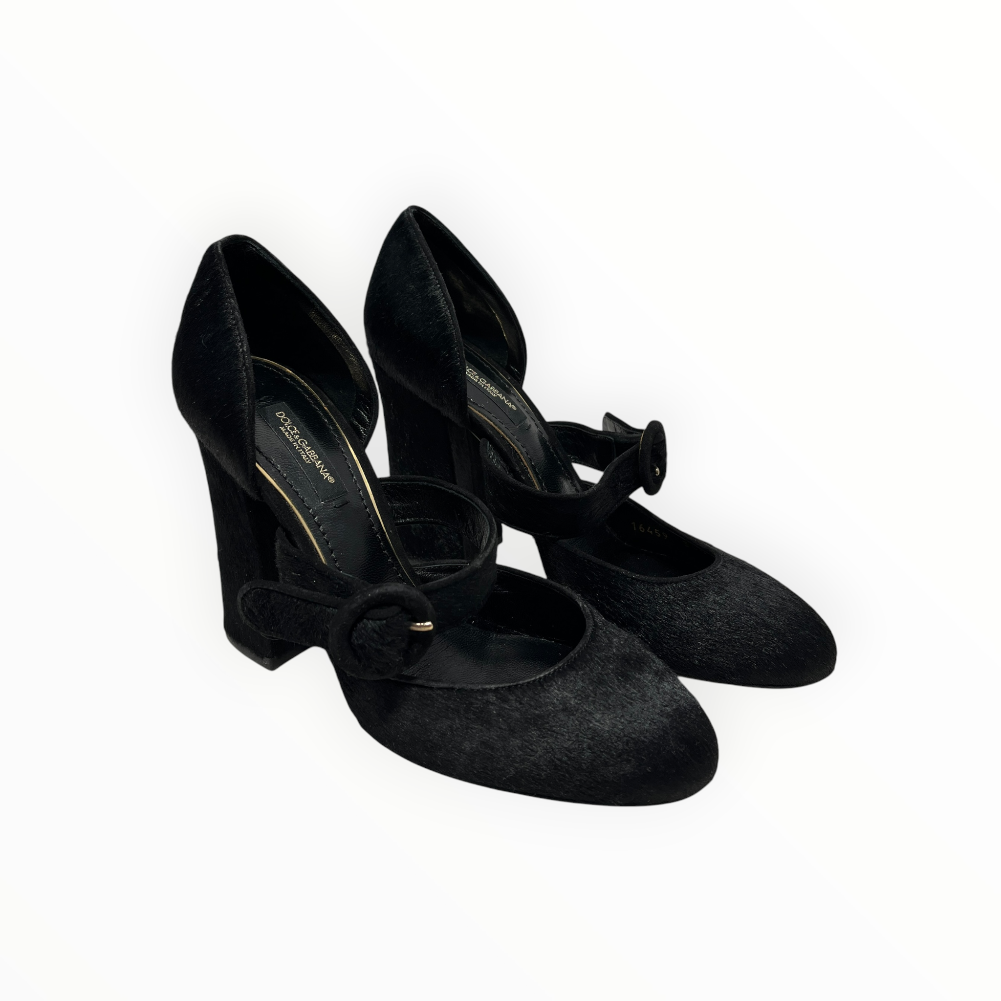 DOLCE&GABBANA/Heels/US 5.5/Leather/BLK/pony hair view 1