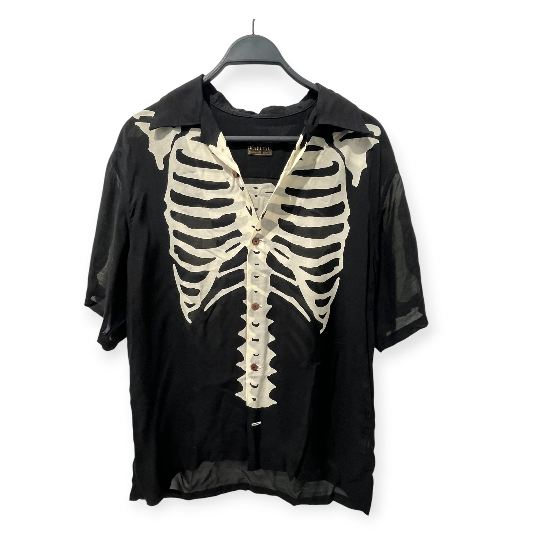 KAPITAL/SS Shirt/4/BLK/Graphic/SKELETON CUPRO SS SHIRT view 1