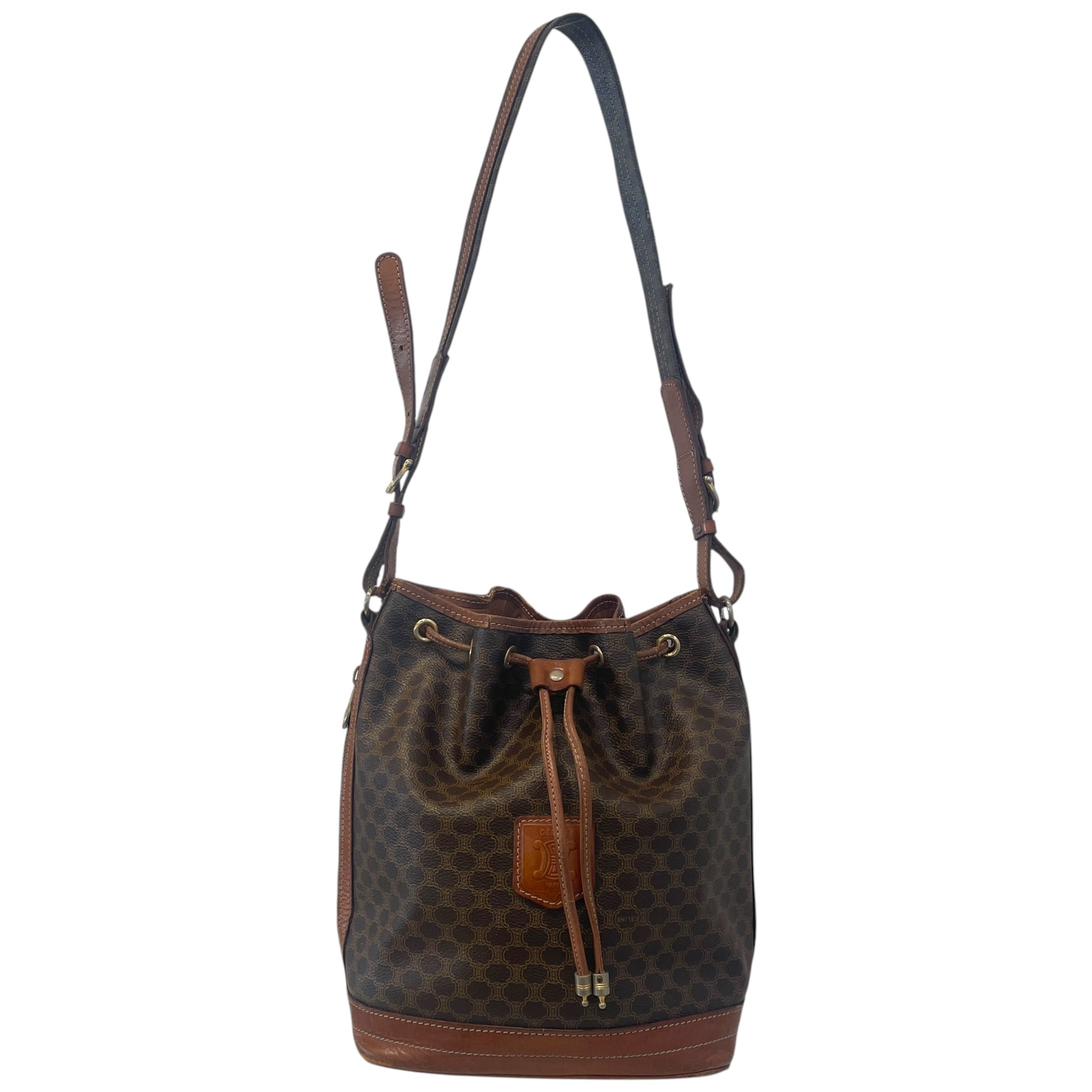 CELINE/Basket Bag/Monogram/Leather/BRW/Macadam Drawstring Bucket Bag view 1
