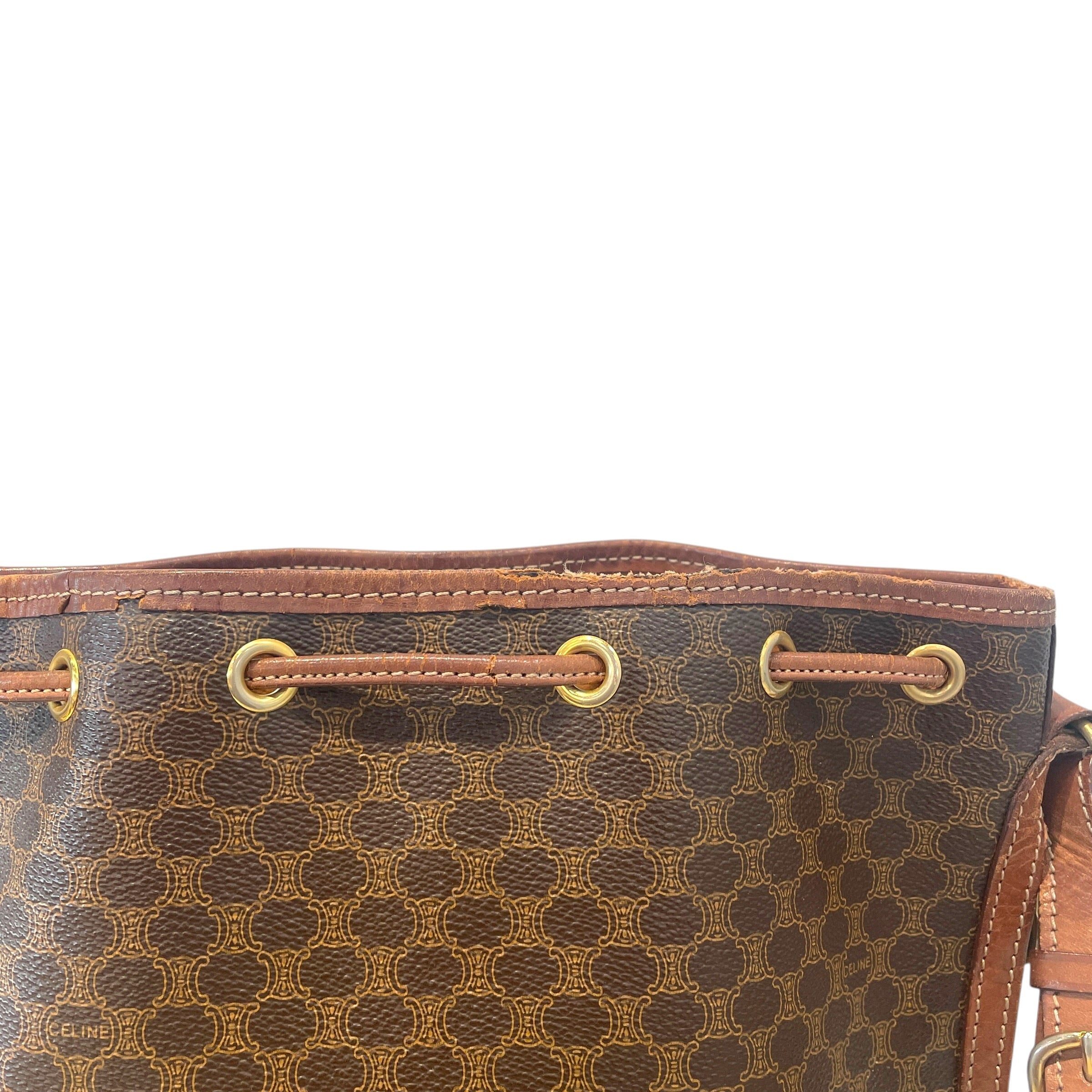 CELINE/Basket Bag/Monogram/Leather/BRW/Macadam Drawstring Bucket Bag view 8