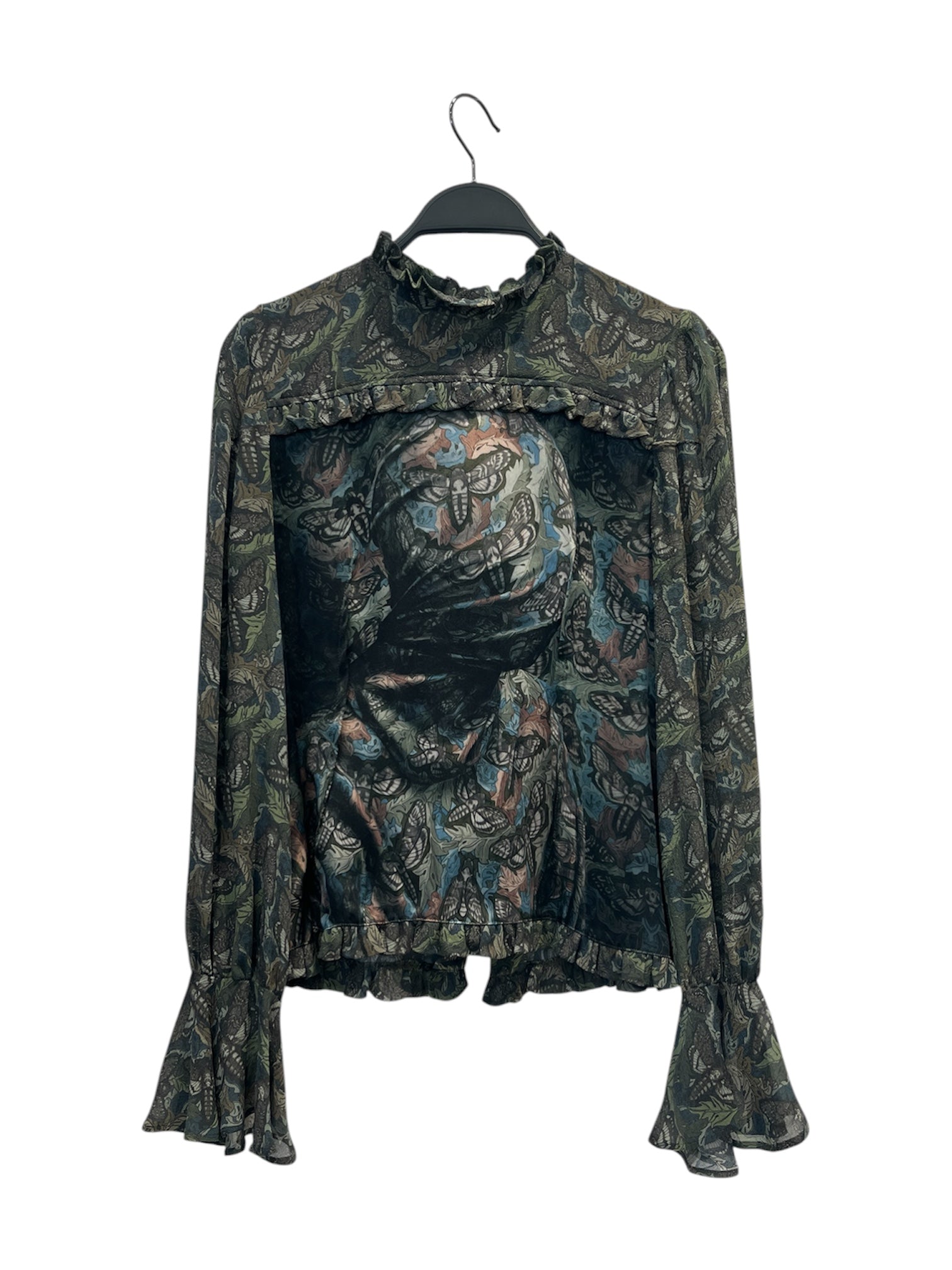 UNDERCOVER/LS Blouse/1/All Over Print/Silk/GRN/MARKUS RUFFLED RUFFLED LS view 1
