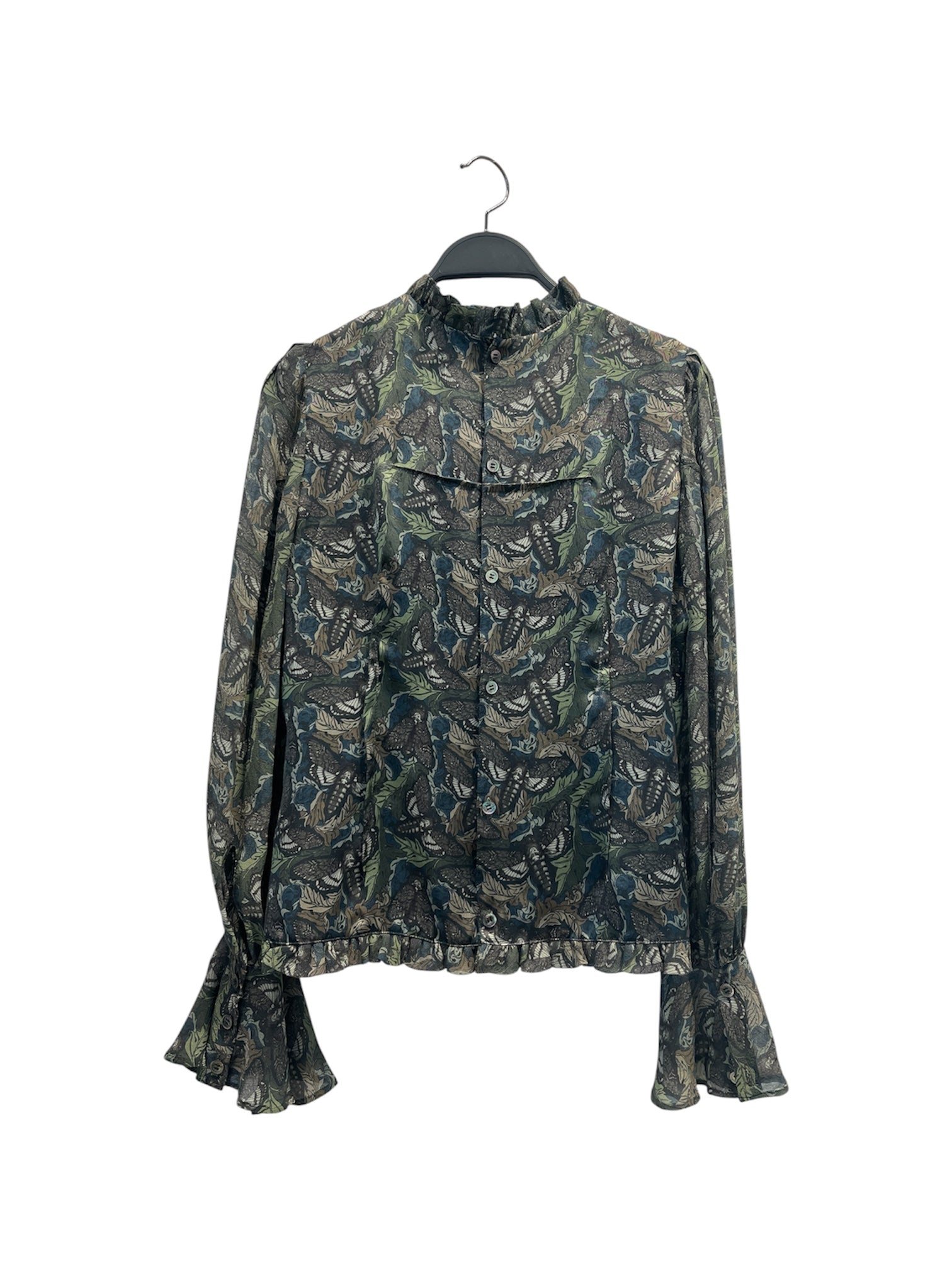 UNDERCOVER/LS Blouse/1/All Over Print/Silk/GRN/MARKUS RUFFLED RUFFLED LS view 2