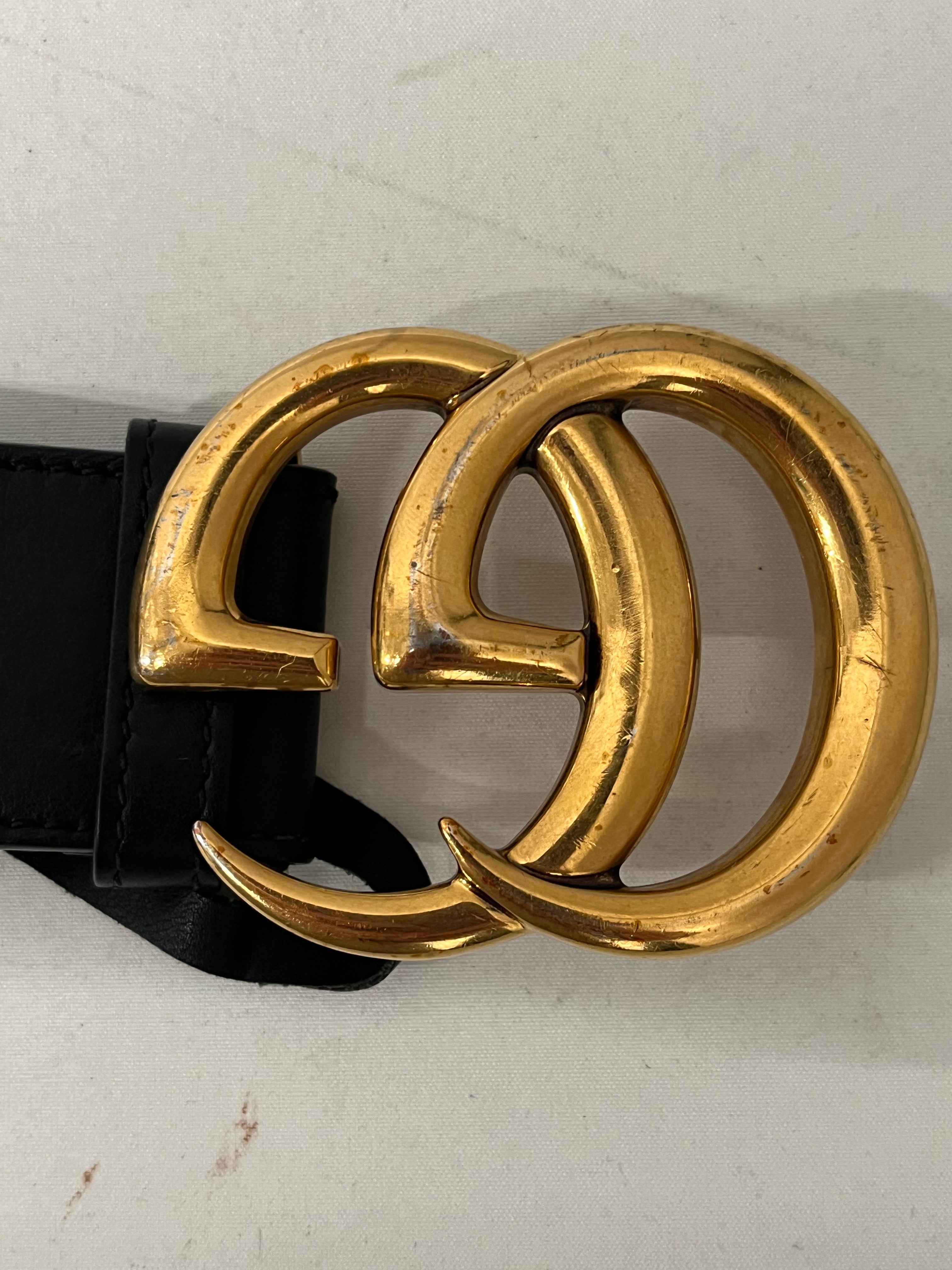 GUCCI/Belt/Leather/BLK/L's/GOLD GG LOGO LARGE view 5