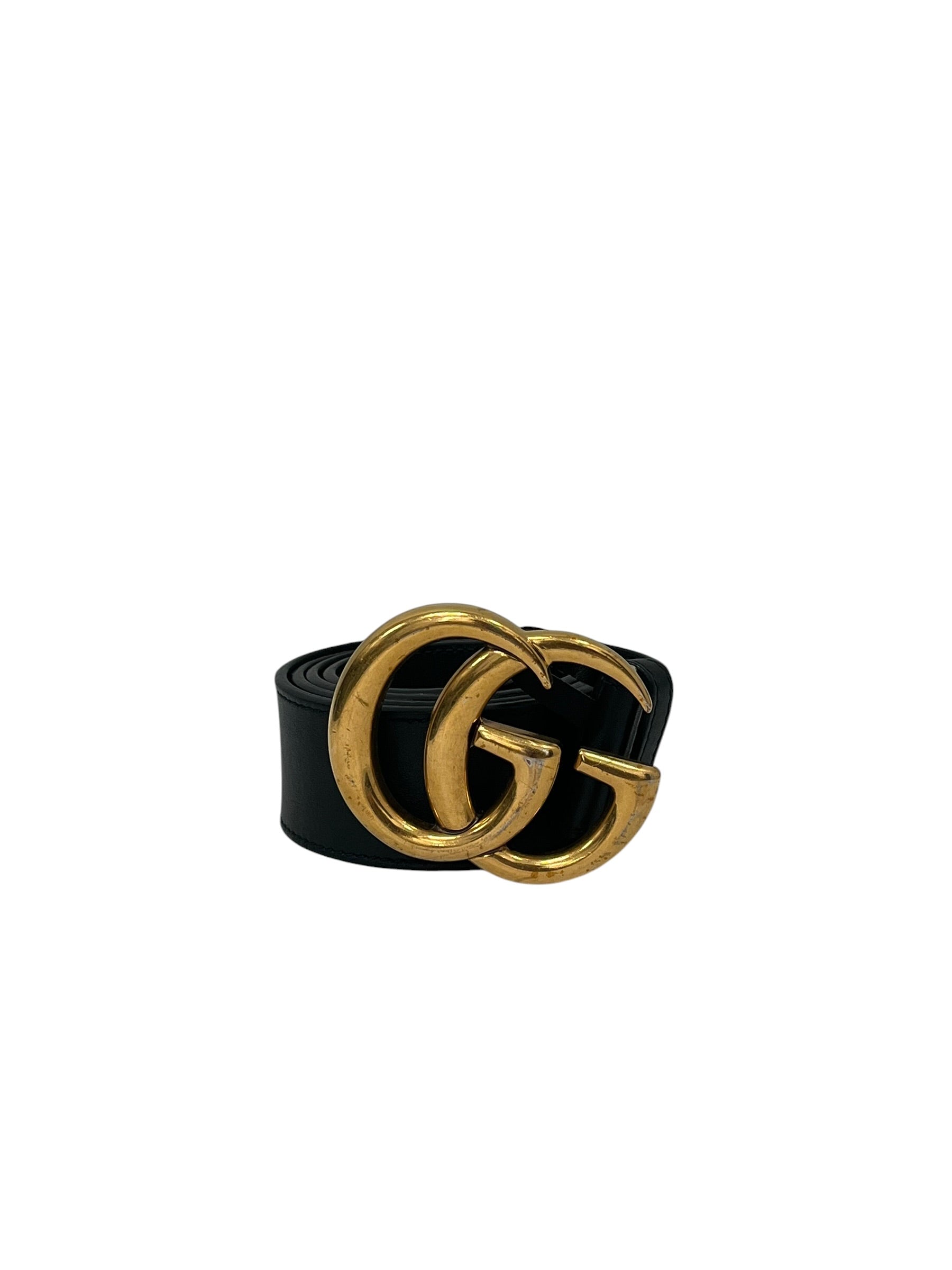 GUCCI/Belt/Leather/BLK/L's/GOLD GG LOGO LARGE view 1
