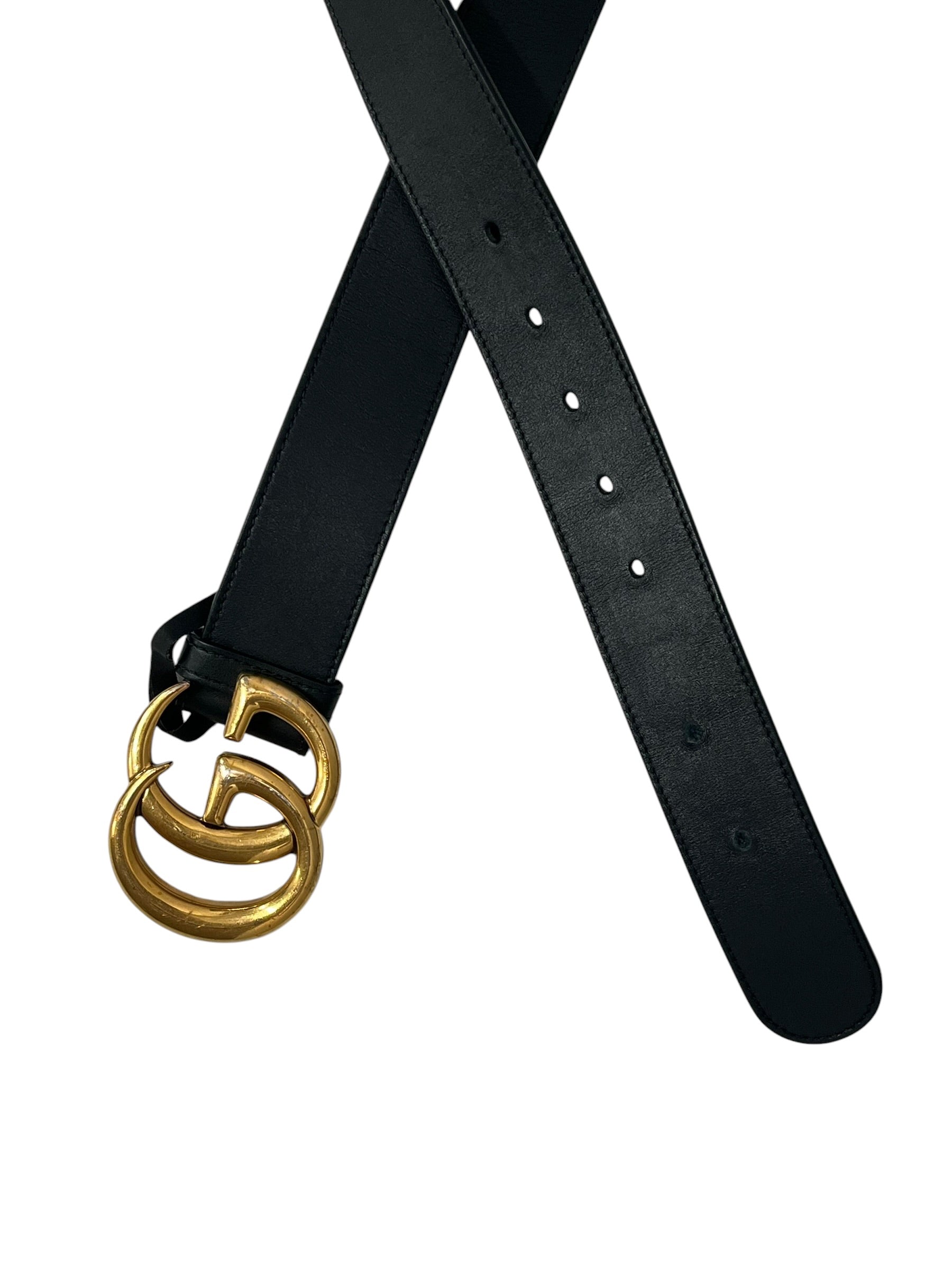 GUCCI/Belt/Leather/BLK/L's/GOLD GG LOGO LARGE view 2