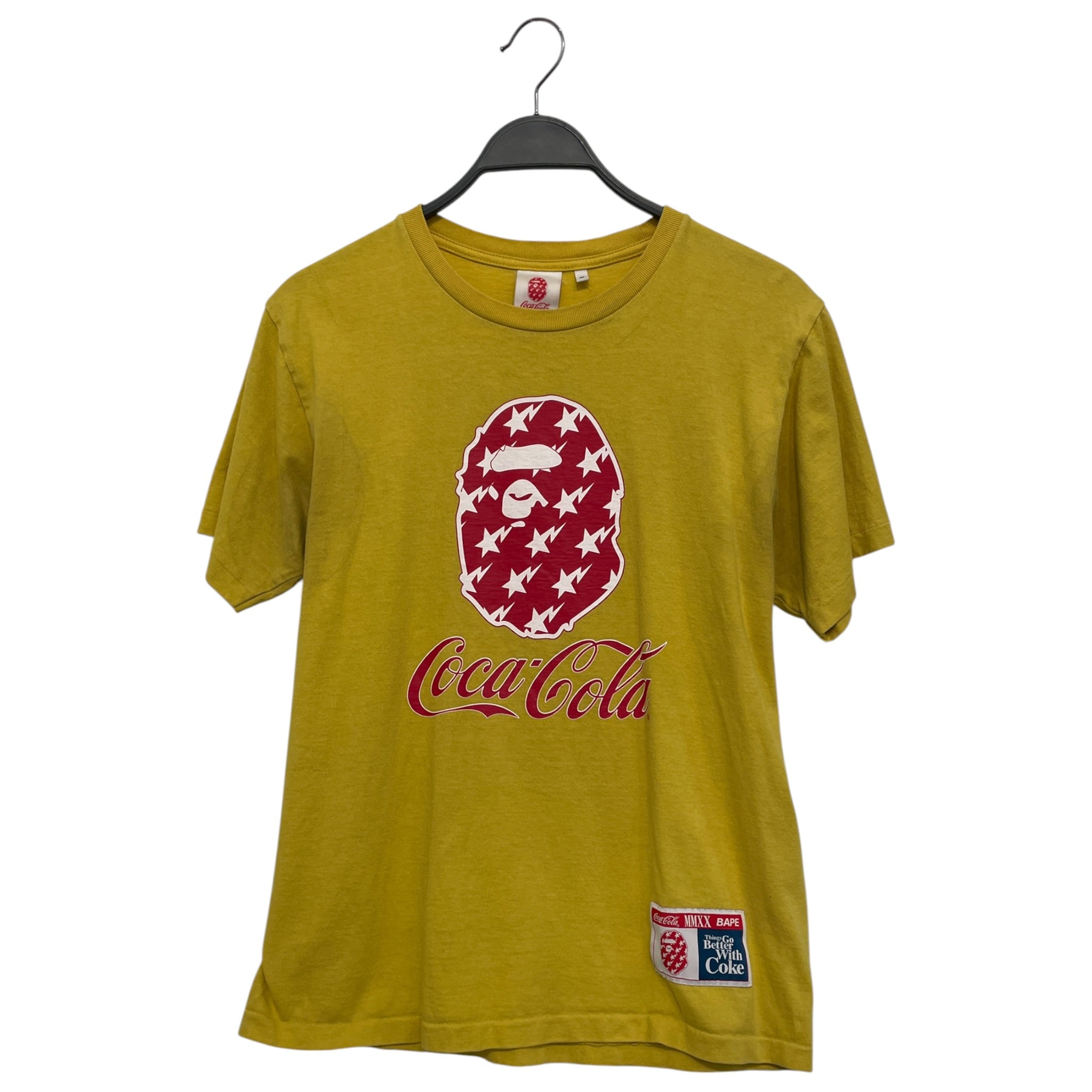 A BATHING APE/Coca･Cola/T-Shirt/M/Cotton/YEL/Graphic/APE FACE/COKE LOGO IN RED view 1