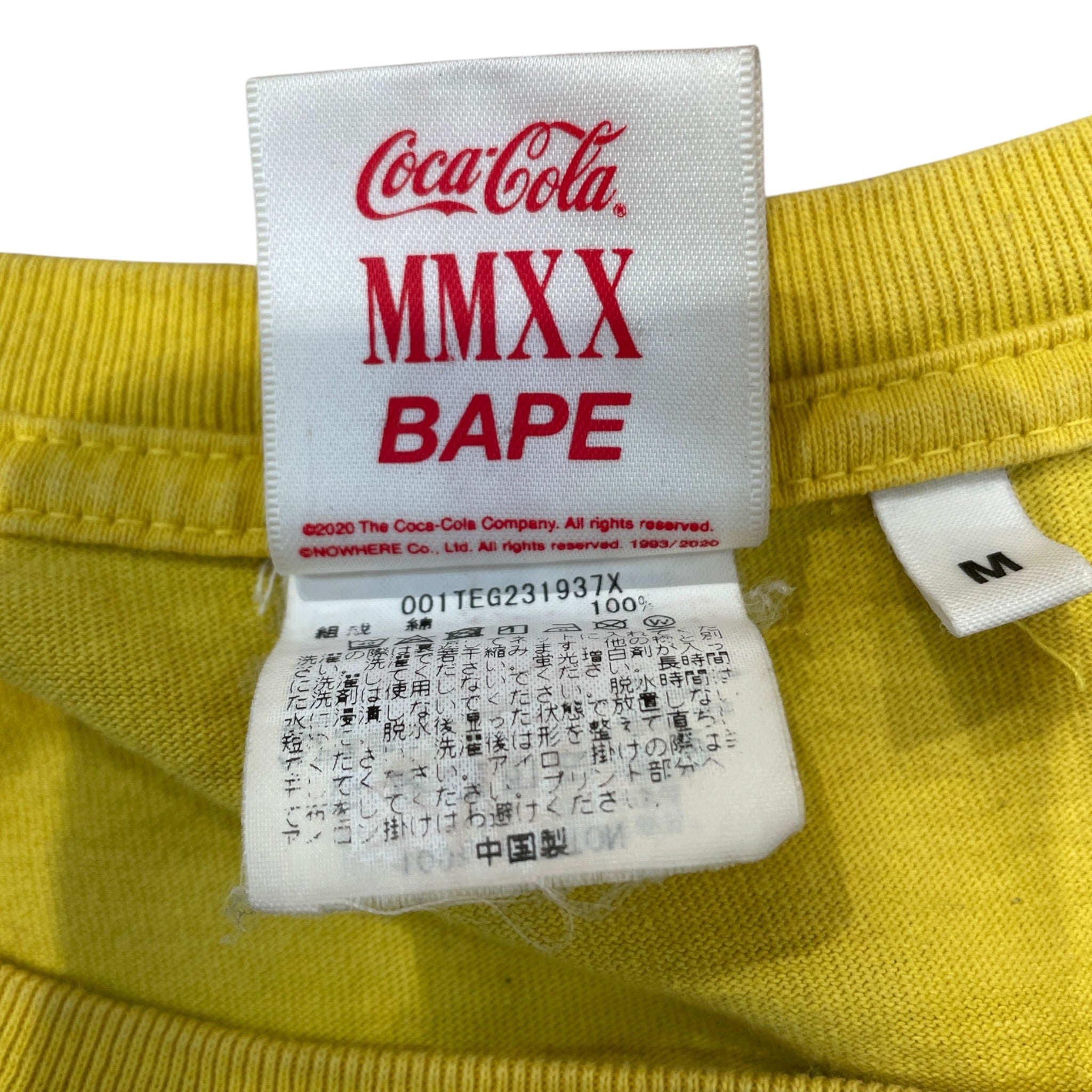 A BATHING APE/Coca･Cola/T-Shirt/M/Cotton/YEL/Graphic/APE FACE/COKE LOGO IN RED view 4