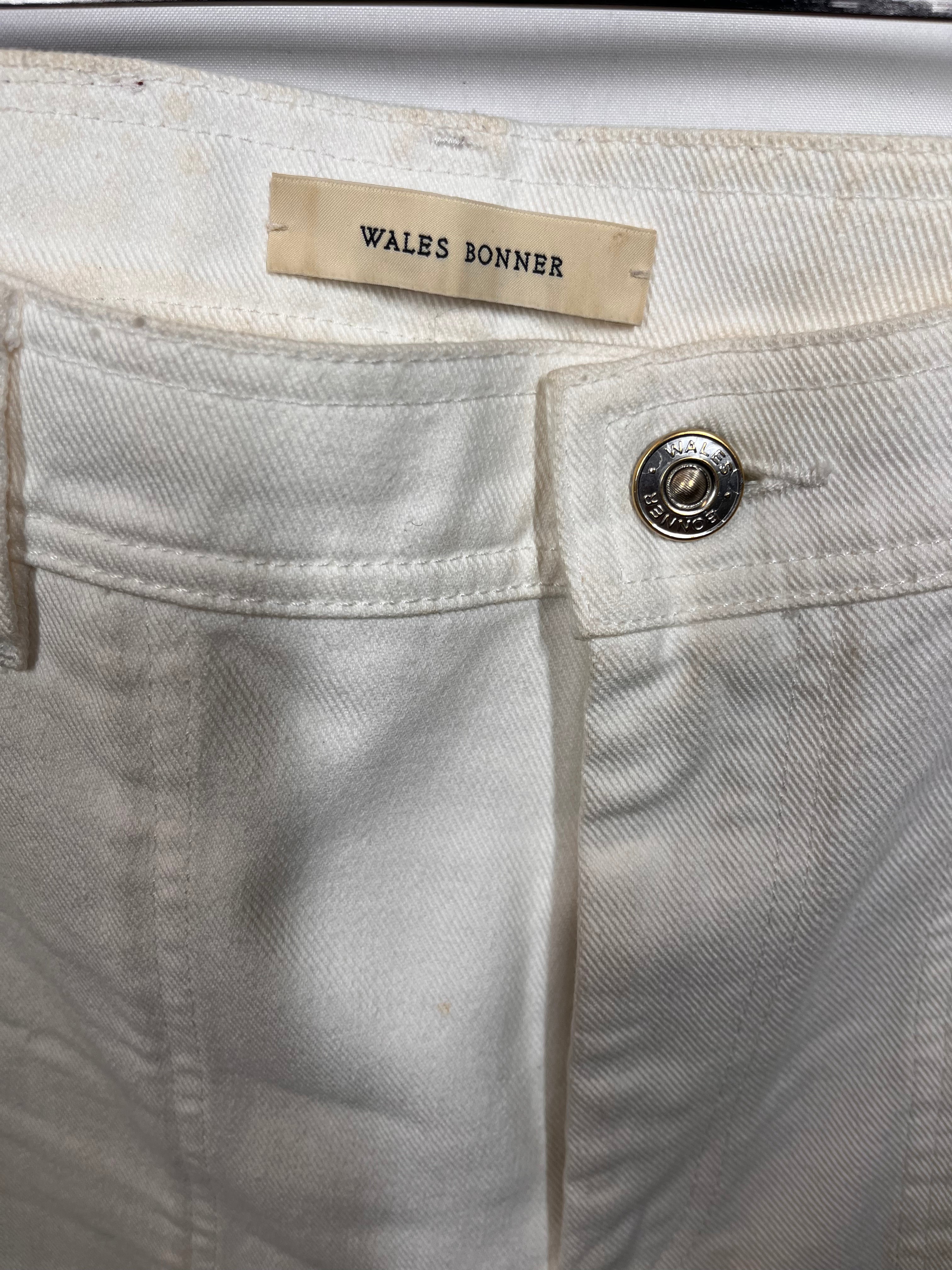 WALES BONNER/Straight Pants/30/Cotton/WHT/studded back view 3