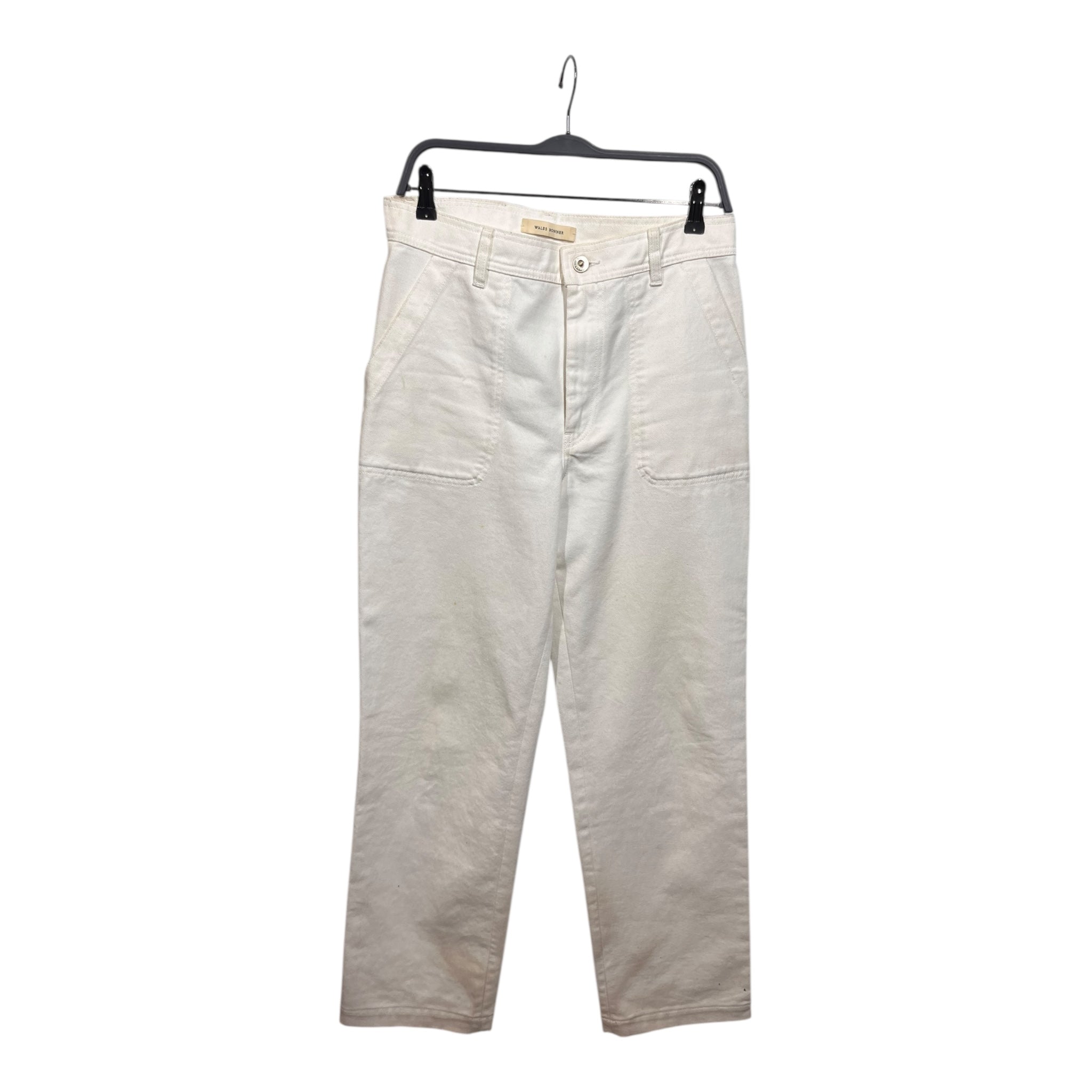 WALES BONNER/Straight Pants/30/Cotton/WHT/studded back view 1