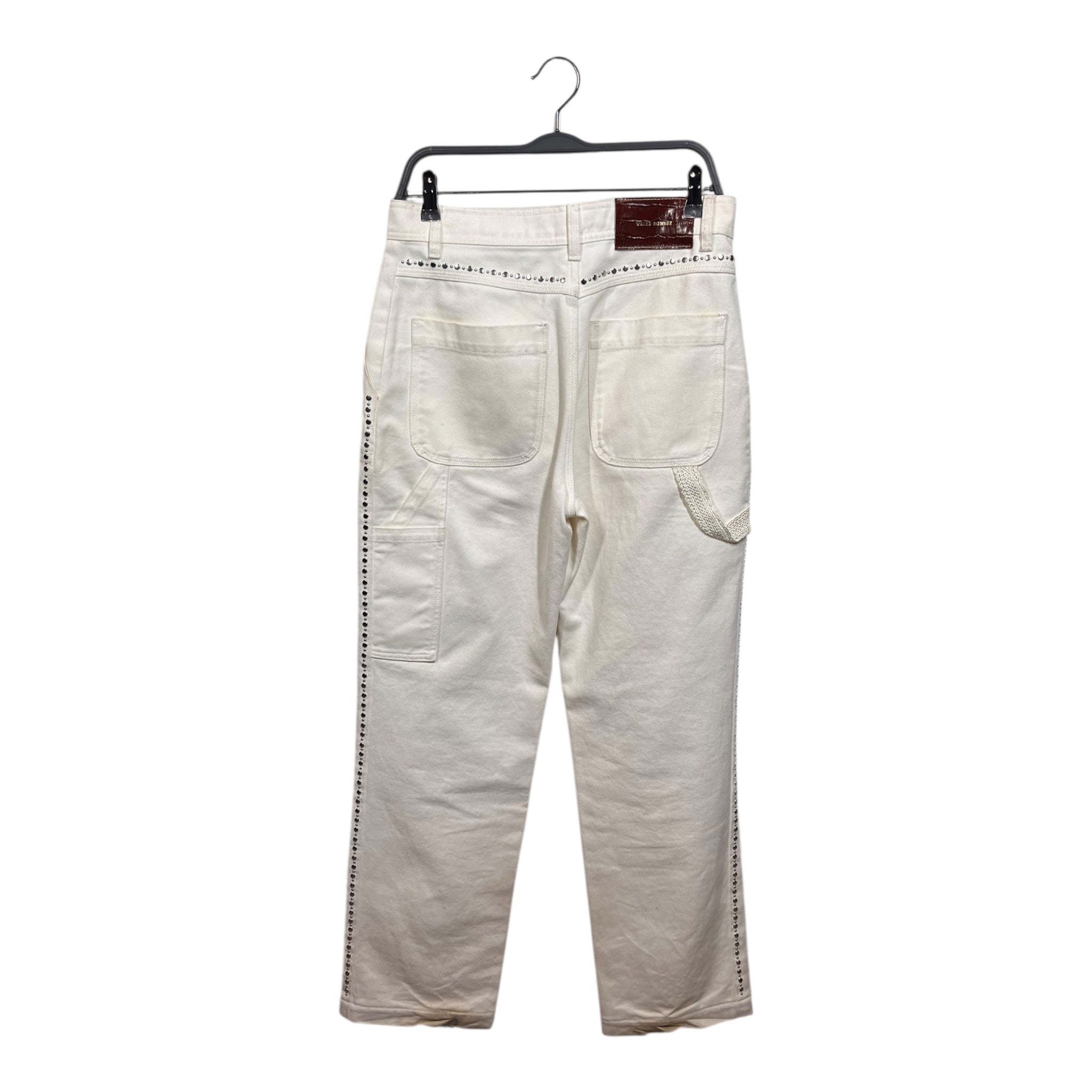 WALES BONNER/Straight Pants/30/Cotton/WHT/studded back view 2