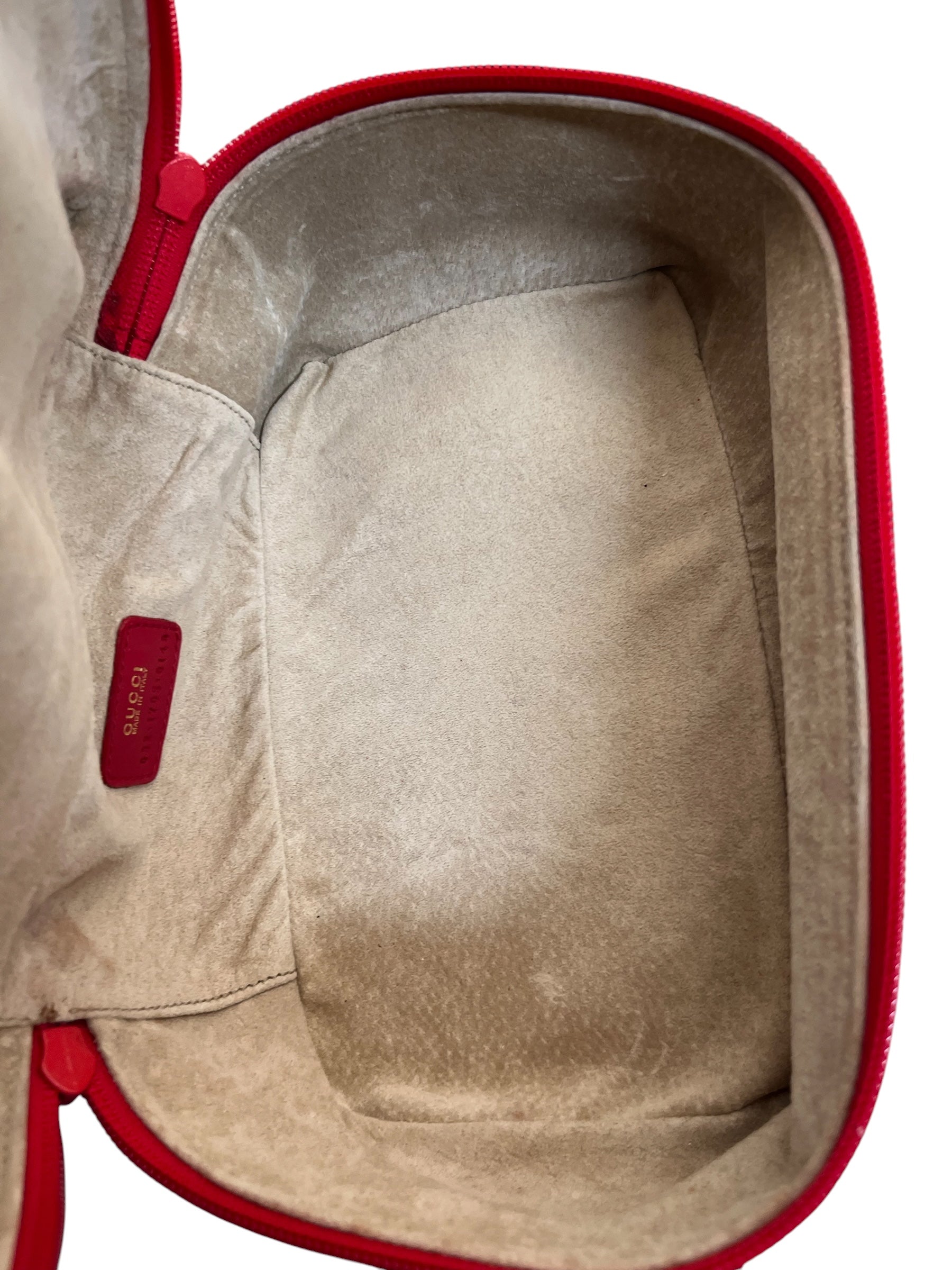 GUCCI/Bag/Suede/RED/VANITY TOP HANDLE BAG view 3