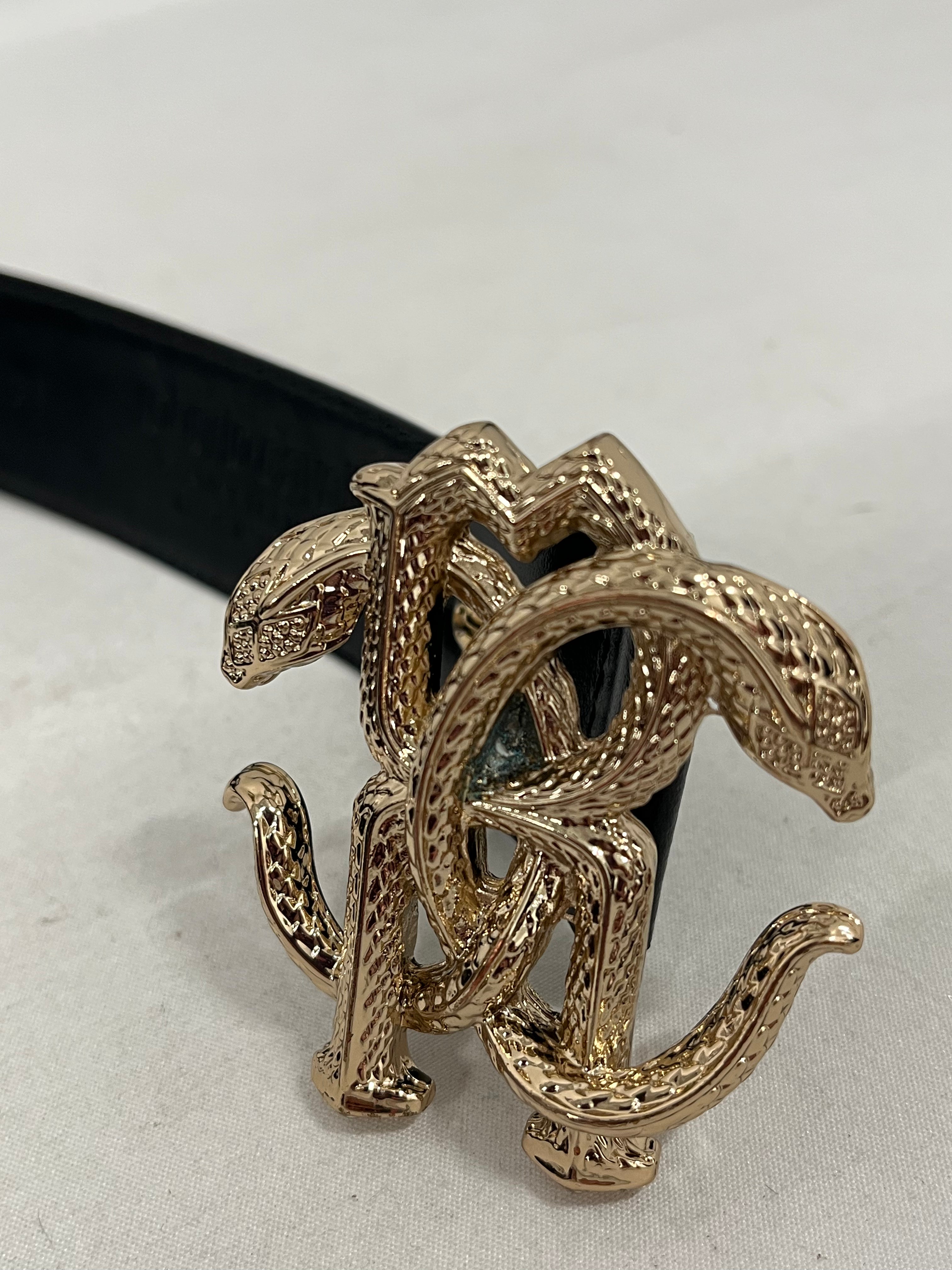 roberto cavalli/Belt/Leather/BLK/L's/GOLDEN CREST LOGO view 4