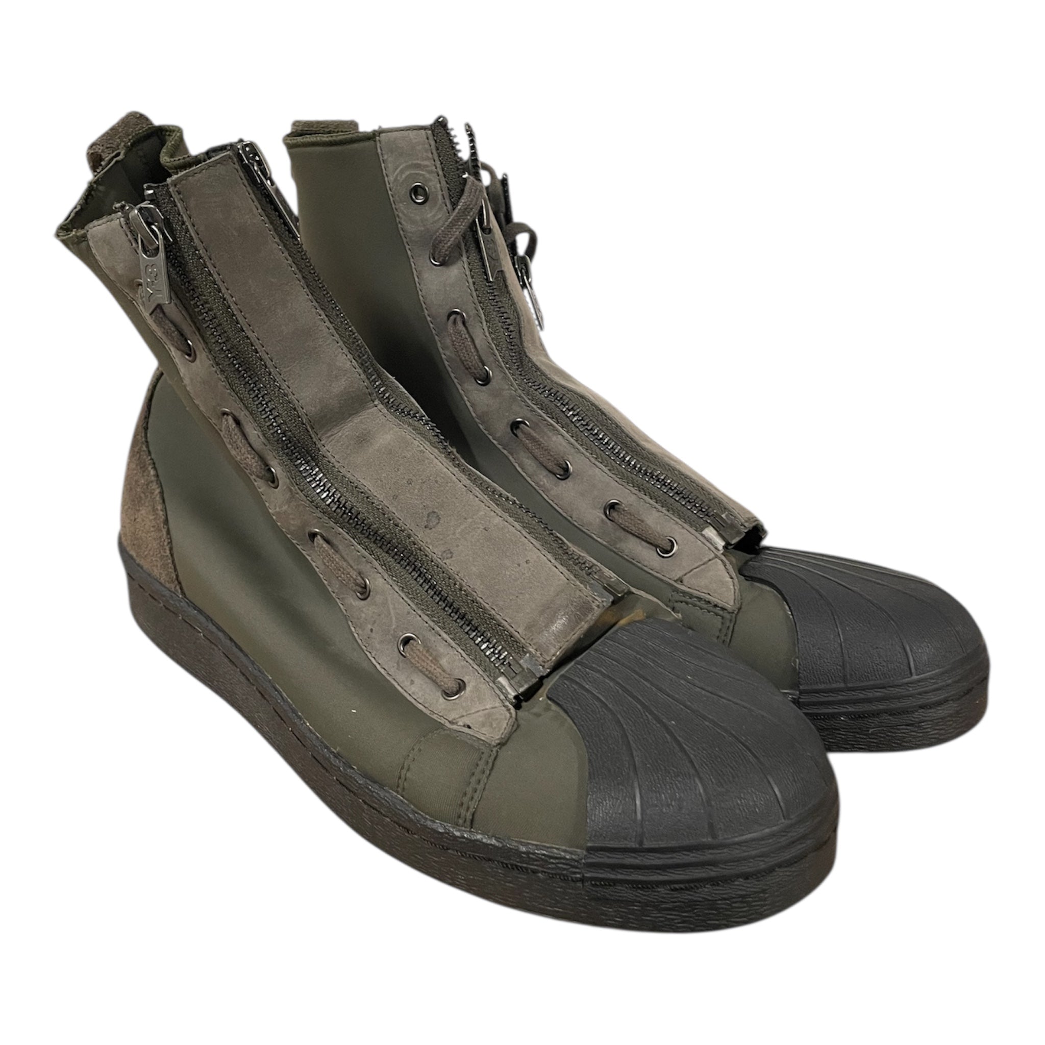 Y-3/Hi-Sneakers/US 8.5/Cotton/GRN/PRO ZIP view 2