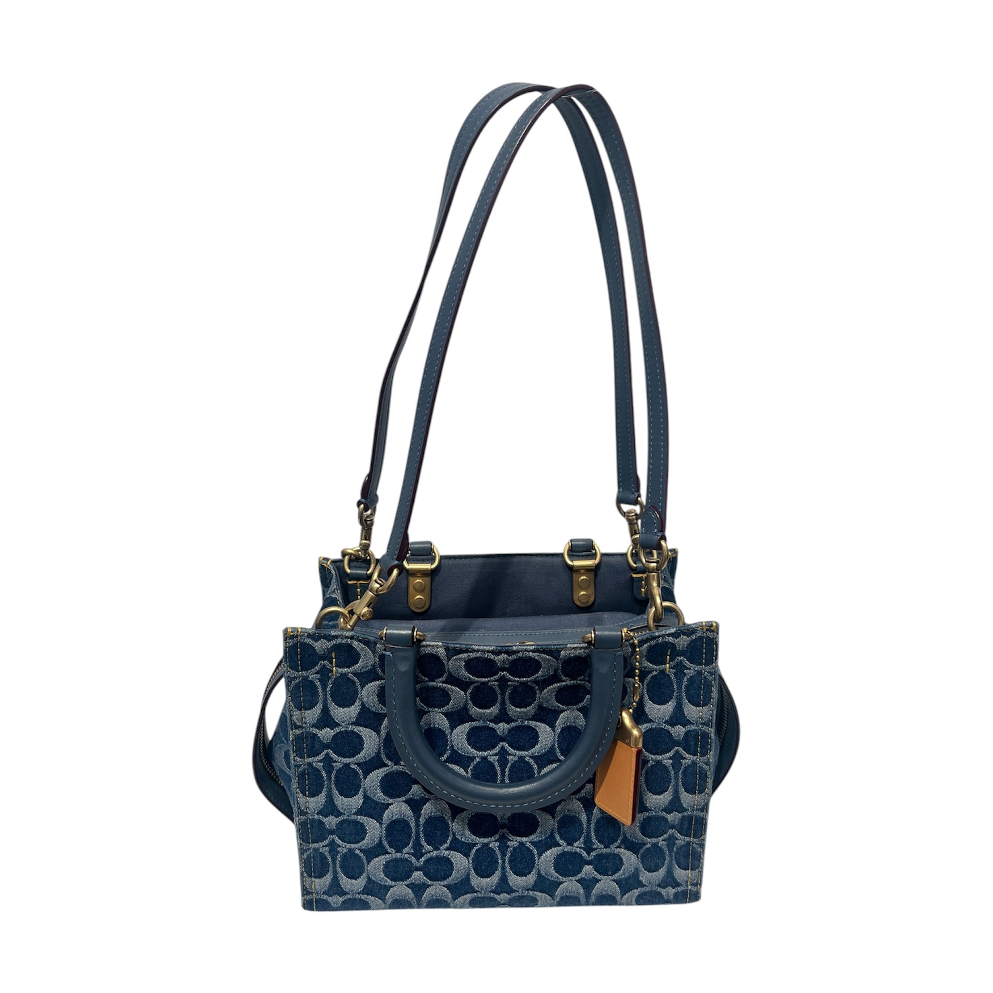 COACH/Bag/Monogram/BLU/denim with maroon accents(gold view 1