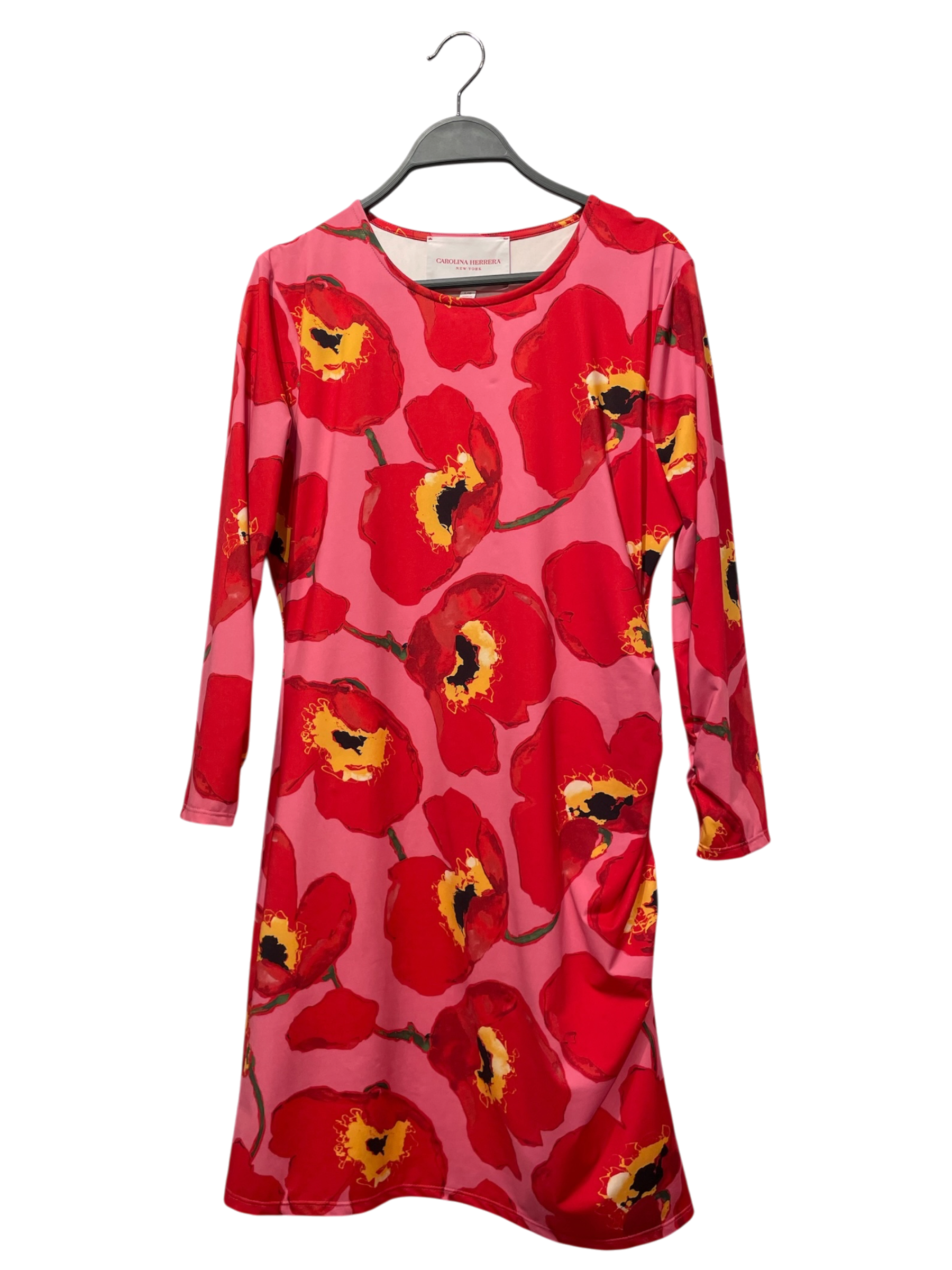 CAROLINA HERRERA/LS Dress/L/Floral Pattern/Polyester/RED/ view 1