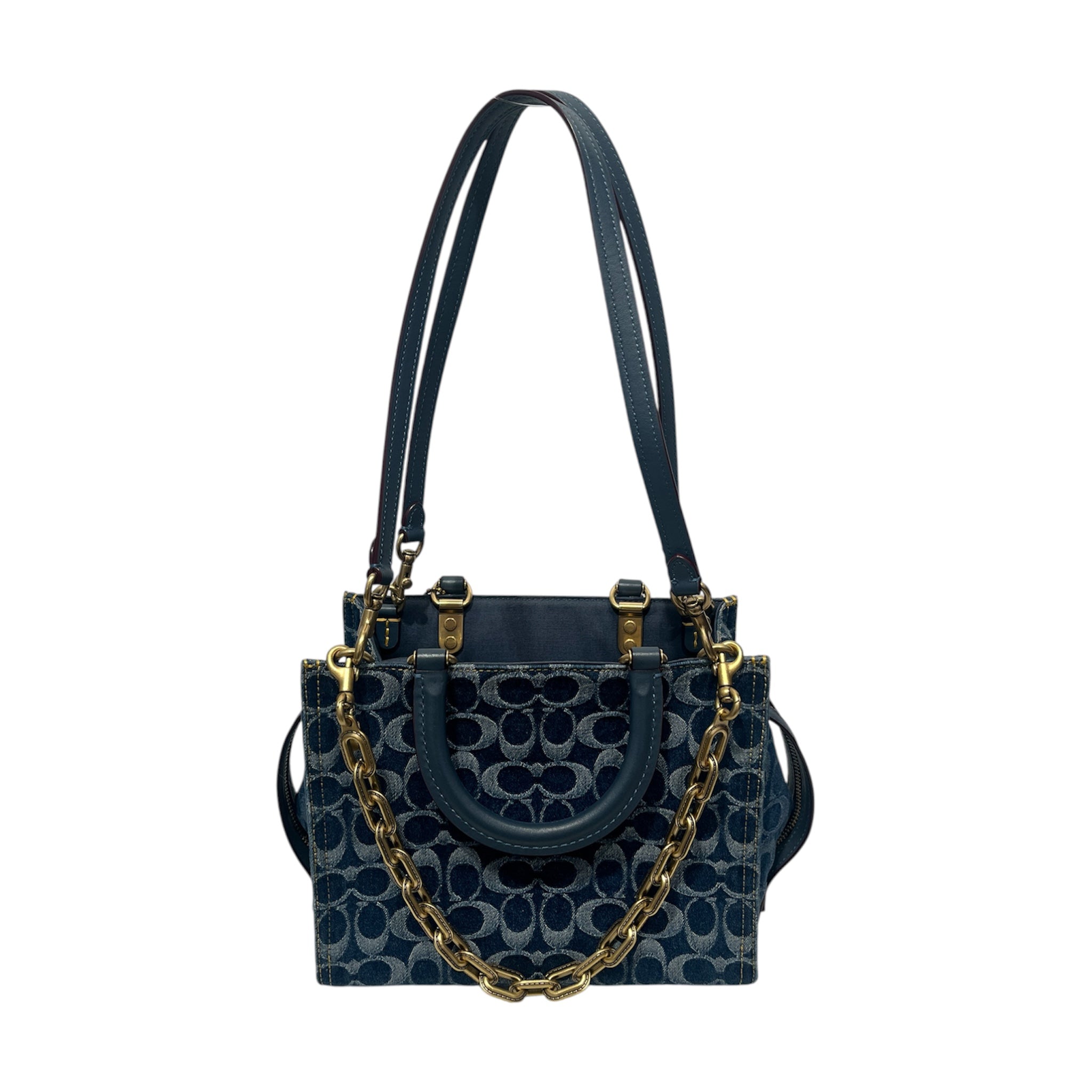 COACH/Bag/Monogram/BLU/denim with maroon accents(gold view 2