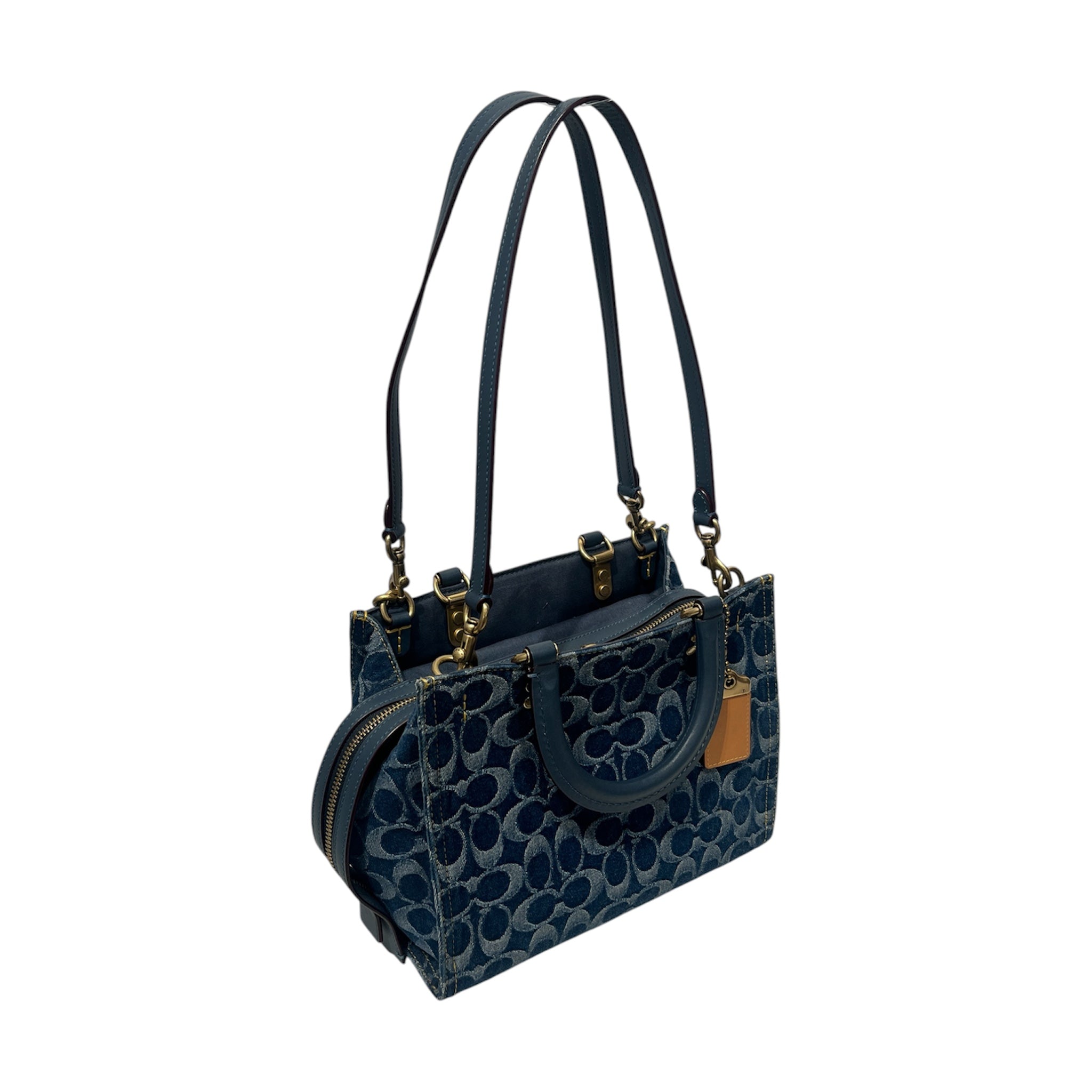 COACH/Bag/Monogram/BLU/denim with maroon accents(gold view 7