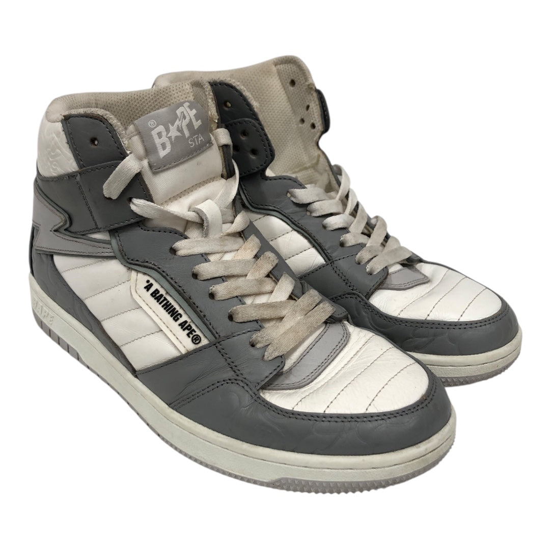 A BATHING APE/Low-Sneakers/US 8.5/Stripe/Leather/GRY/ view 1