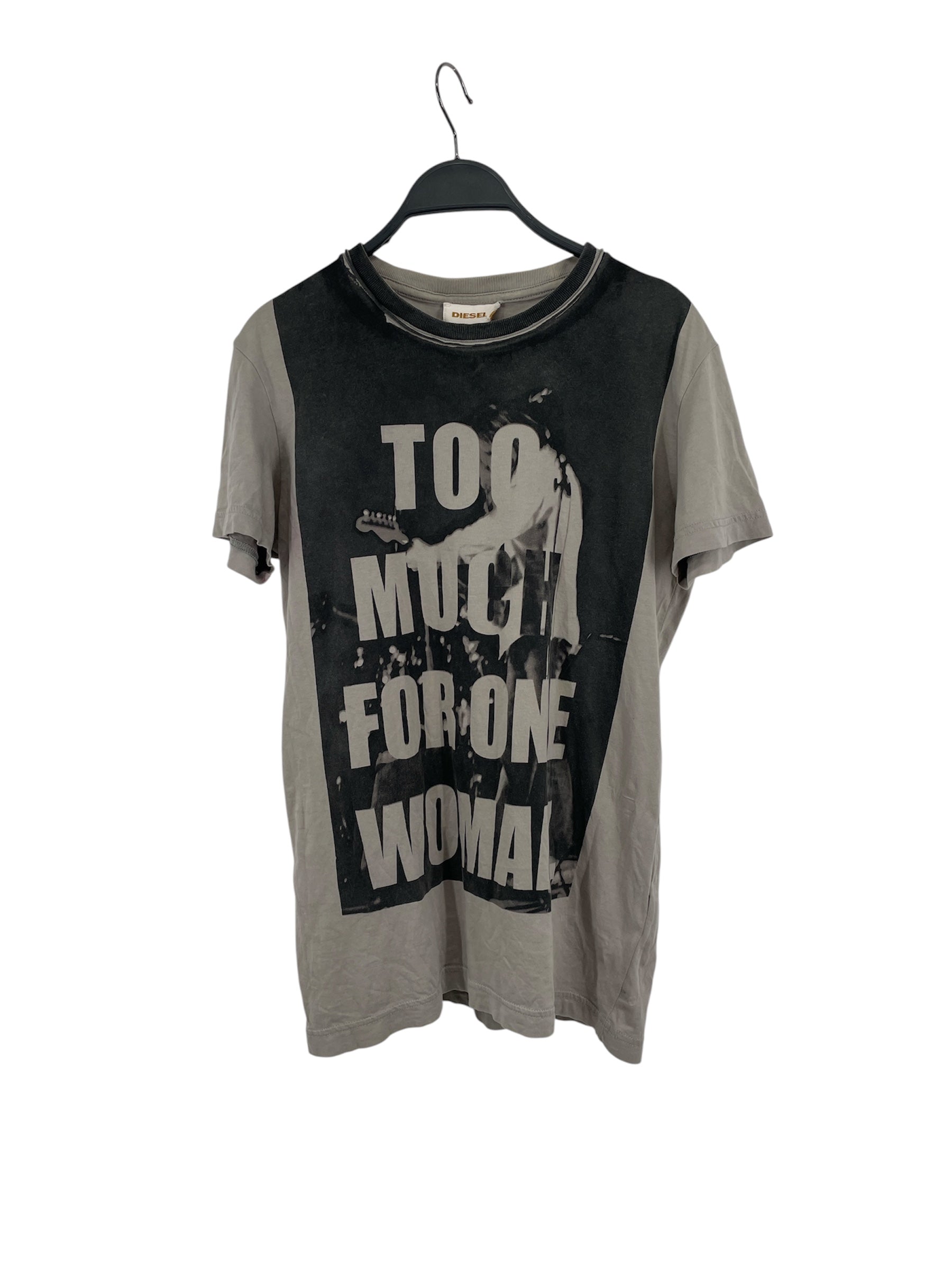 DIESEL/T-Shirt/S/Cotton/GRY/TOO MUCH FOR ONE WOMAN view 1