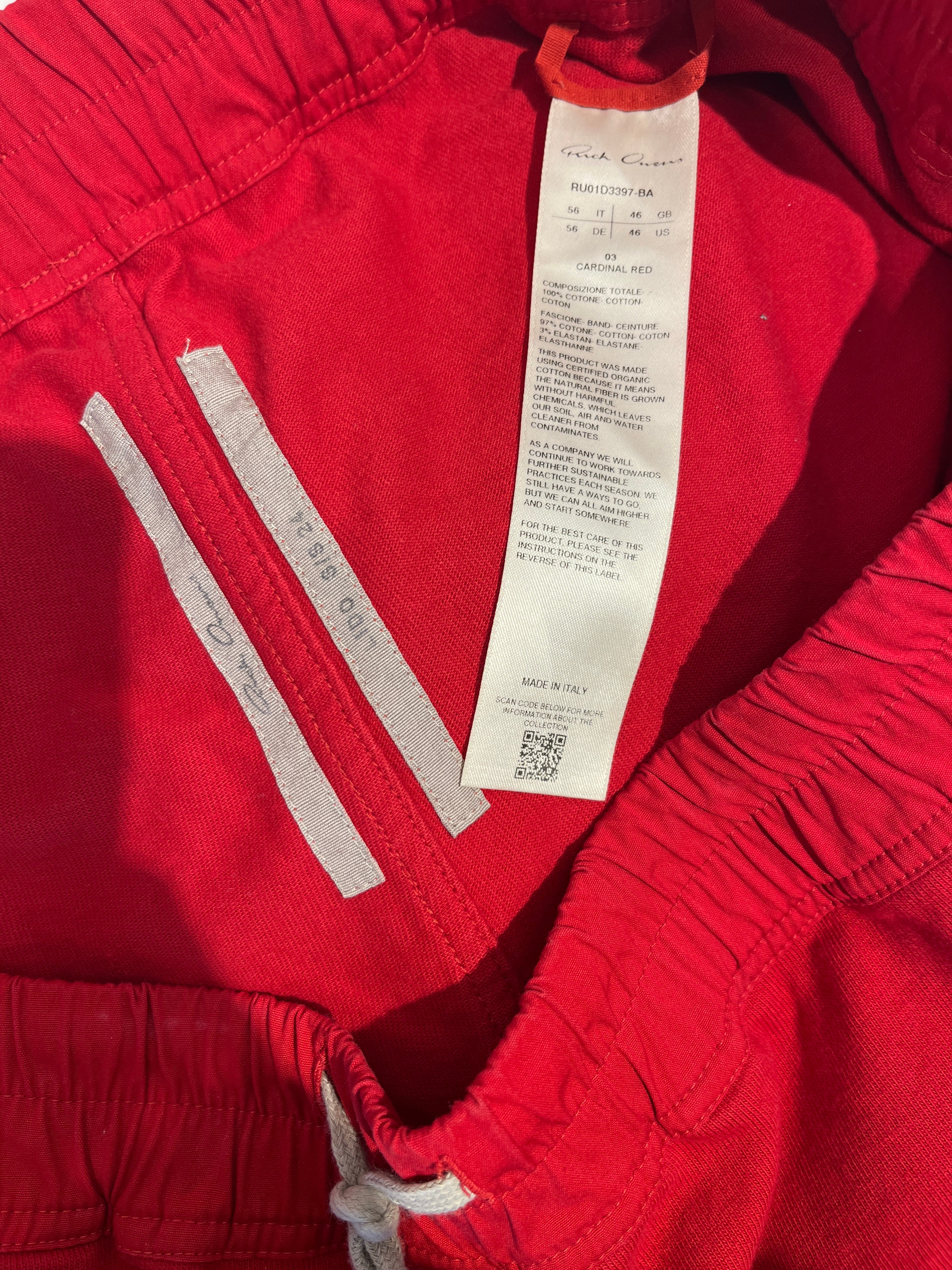 Rick Owens/Shorts/46/Cotton/RED/BOXER SHORTS view 3