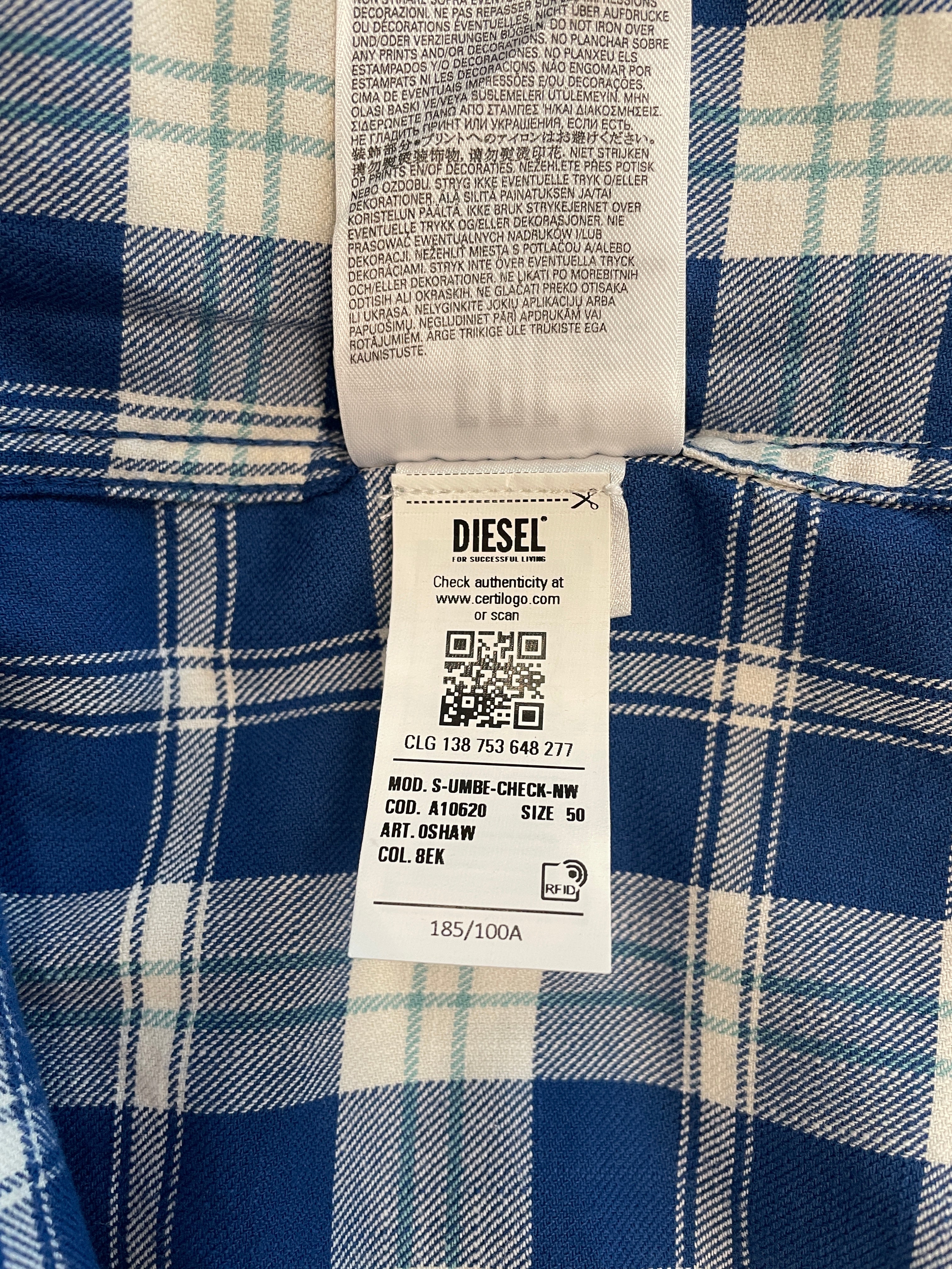 DIESEL/Flannel Shirt/50/Cotton/BLU/Plaid/S-UMBE-CHECK-NW view 7