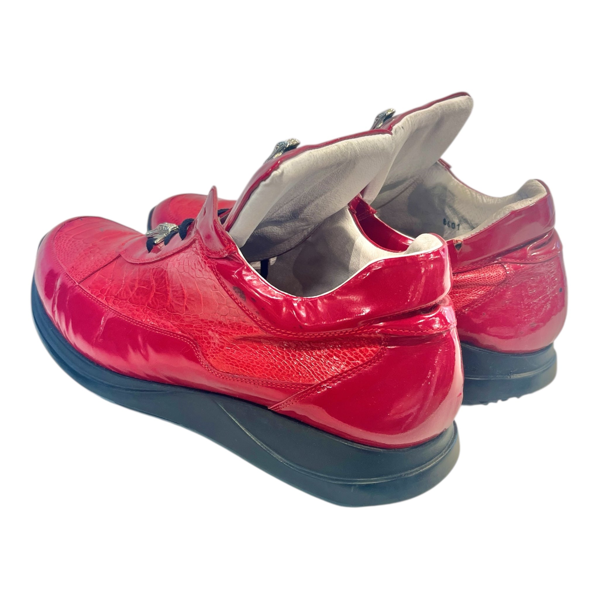 Mauri/Low-Sneakers/US 12/Animal Pattern/Leather/RED/Alligator Sneakers view 2