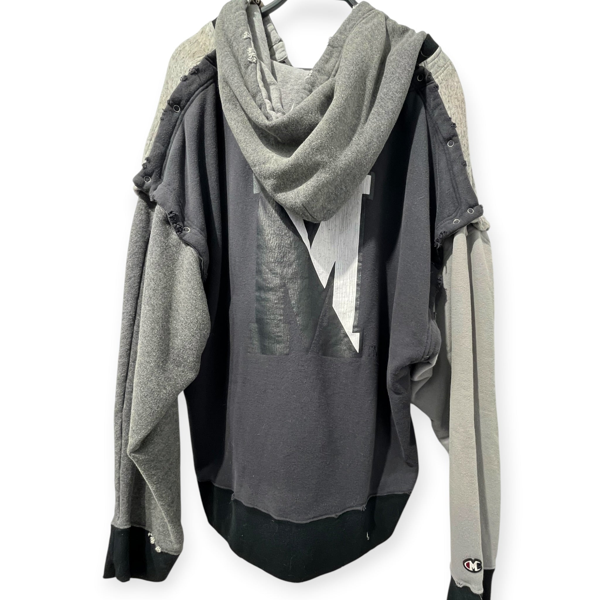 MIHARA YASUHIRO/Hoodie/52/Cotton/GRY/DOCKING 1/4 ZIP HOODIE view 2