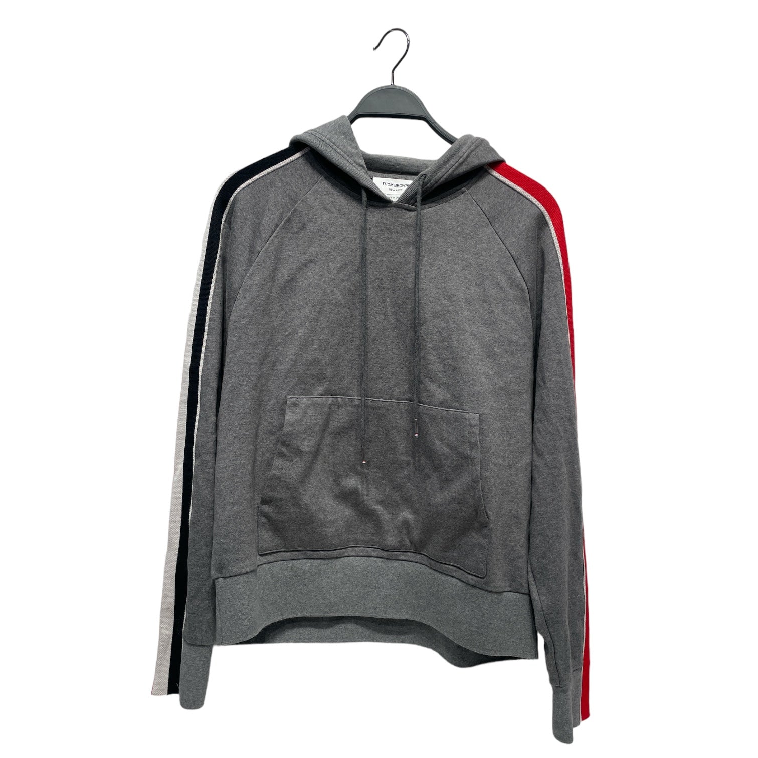THOM BROWNE. NEW YORK/Hoodie/SS/Stripe/Cotton/GRY/Pullover/Interlock Hoodie RWB Stripe view 1