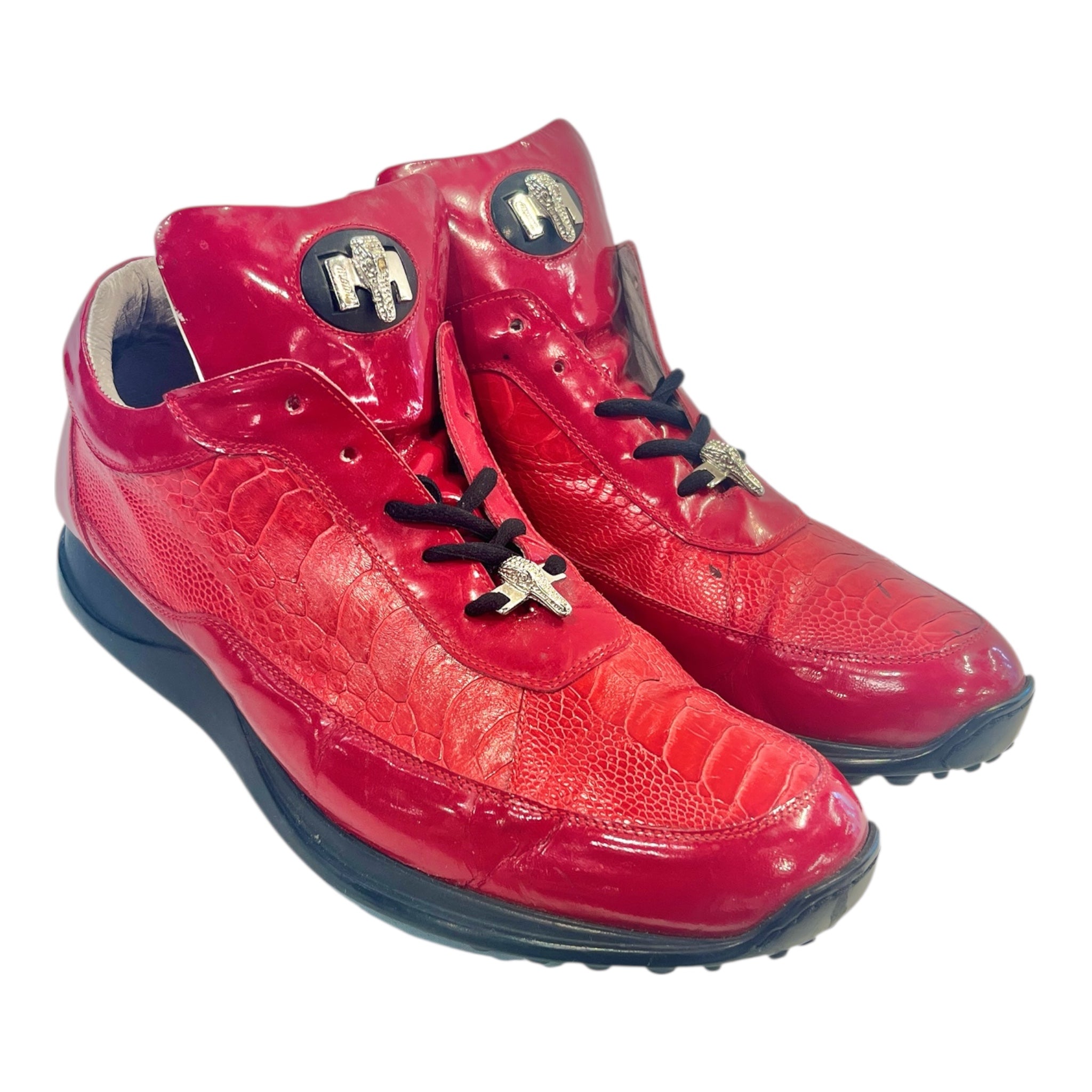 Mauri/Low-Sneakers/US 12/Animal Pattern/Leather/RED/Alligator Sneakers view 1