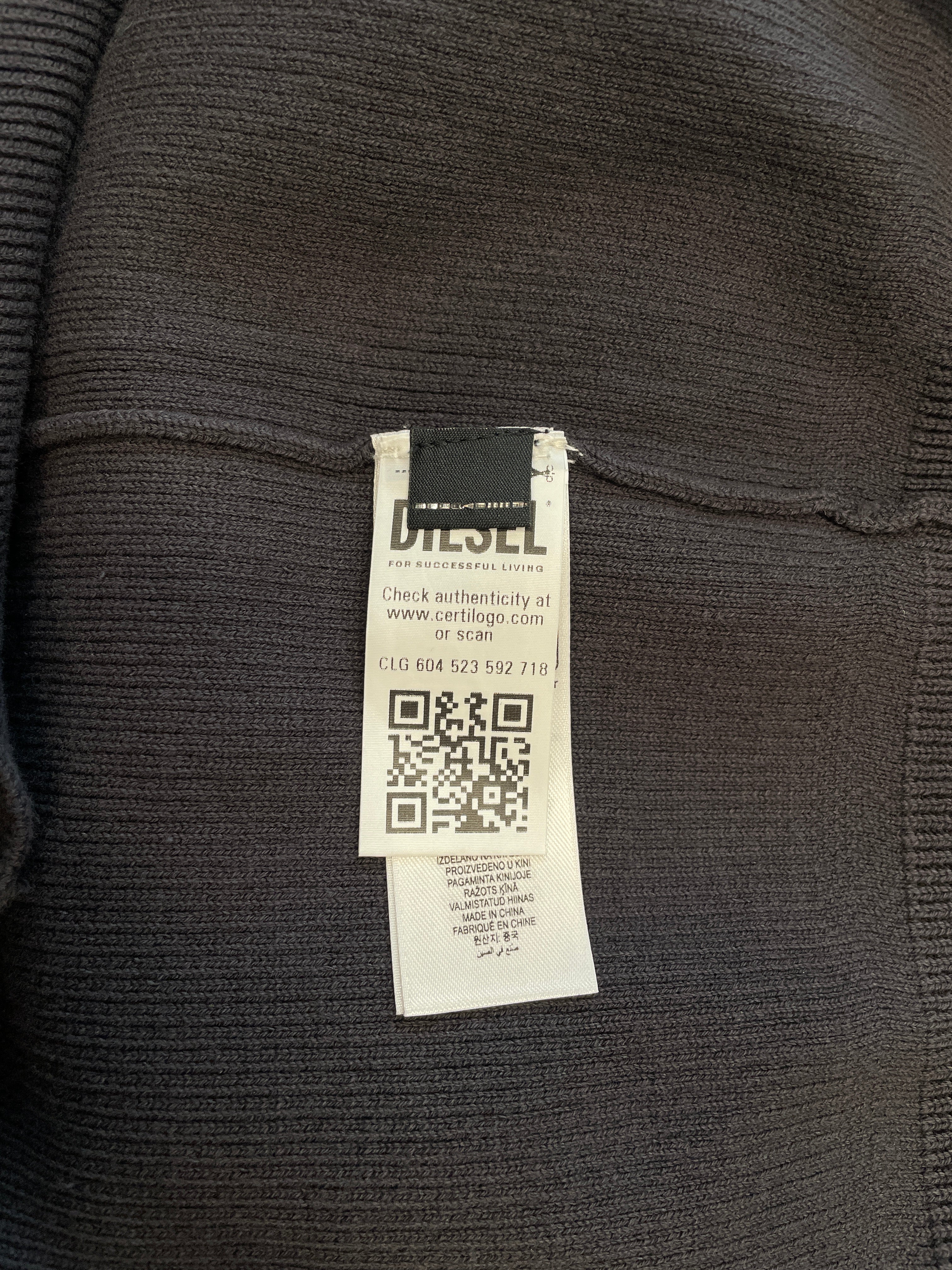DIESEL/Sweater/XL/Cotton/GRY/RIB KNIT ZIPUP/LOGO PATCH view 5