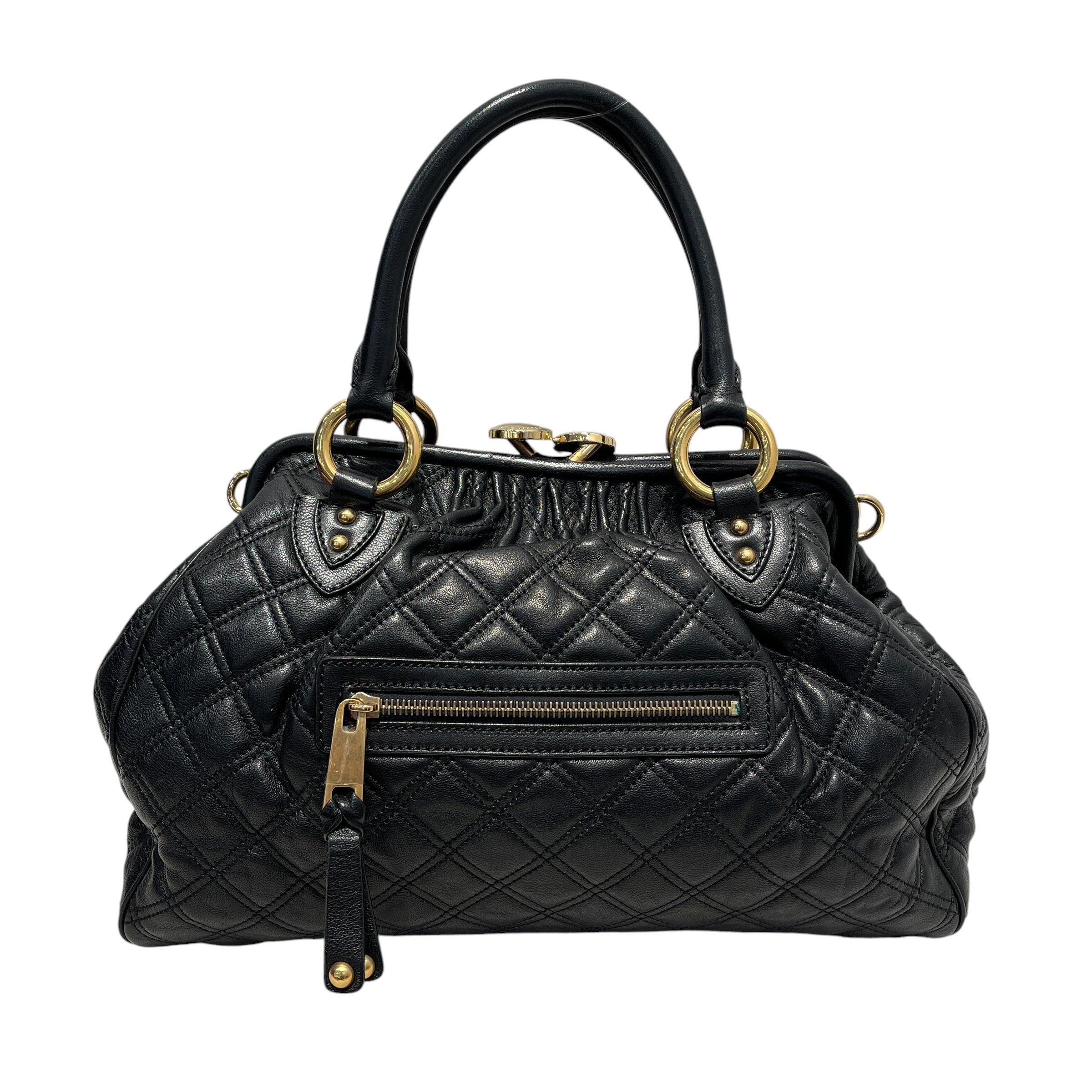 MARC JACOBS/Hand Bag/Leather/BLK/QUILTED/KISSLOCK/STAM BAG view 1