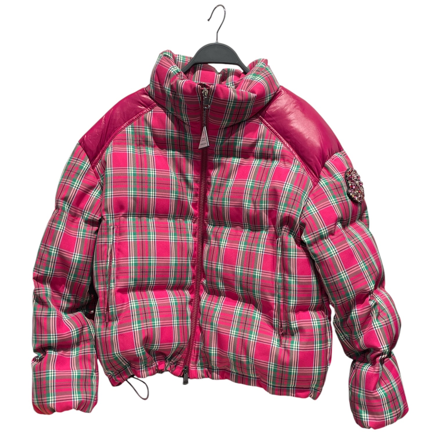MONCLER/Puffer Coat/2/Plaid/PNK/Rhinestone Moncler Logo view 1