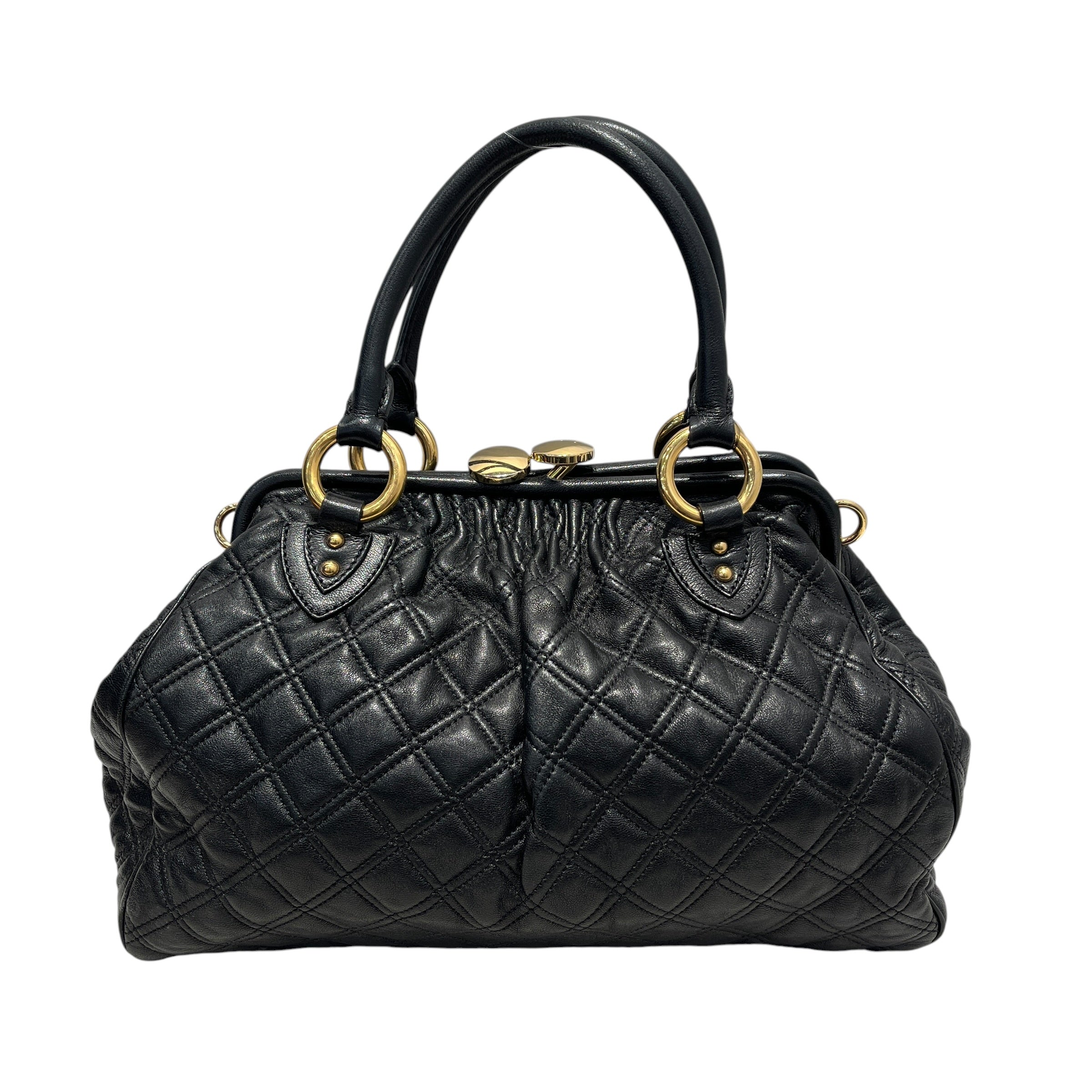 MARC JACOBS/Hand Bag/Leather/BLK/QUILTED/KISSLOCK/STAM BAG view 2