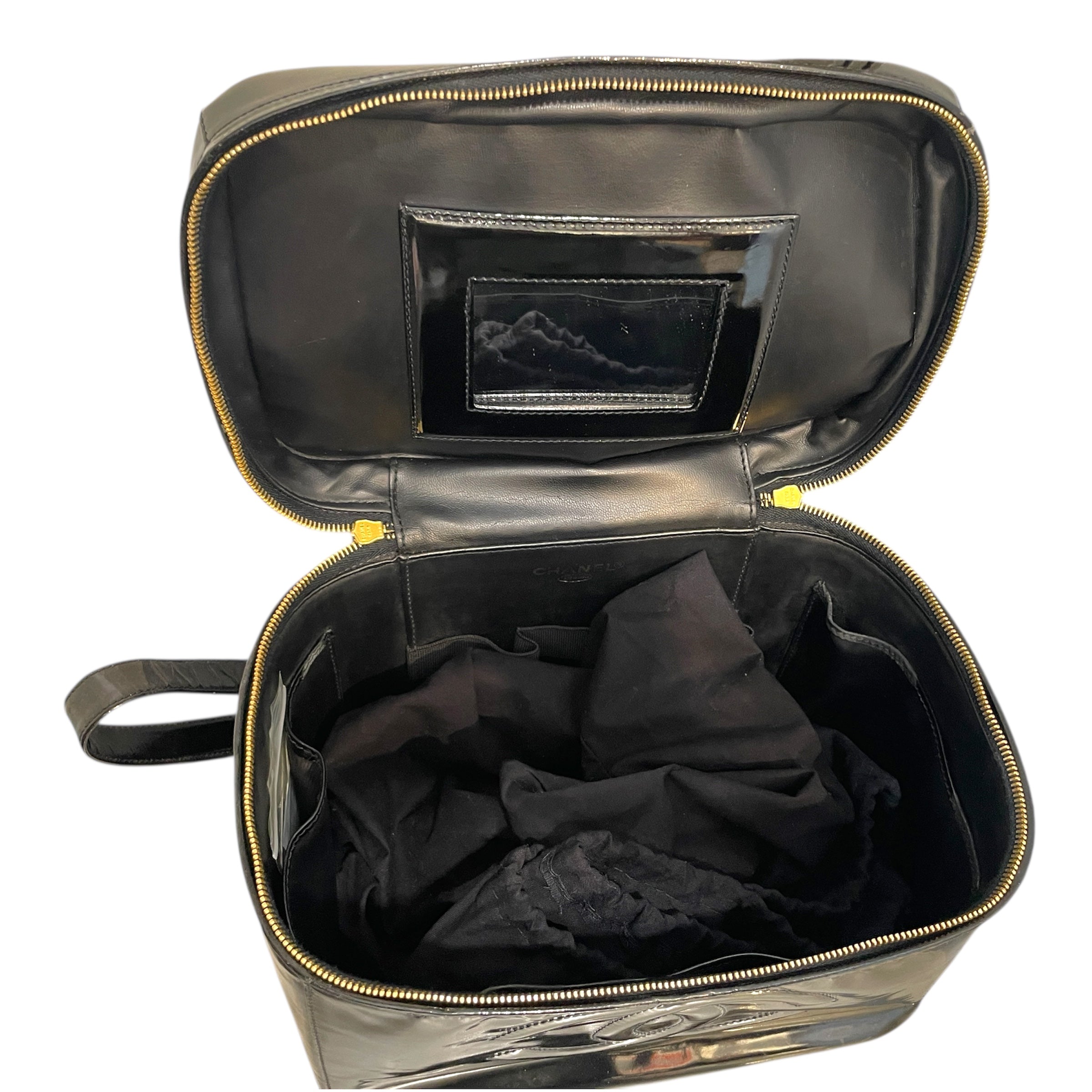 CHANEL/Bag/Leather/BLK/Coco Mark Patent Vanity Bag view 6