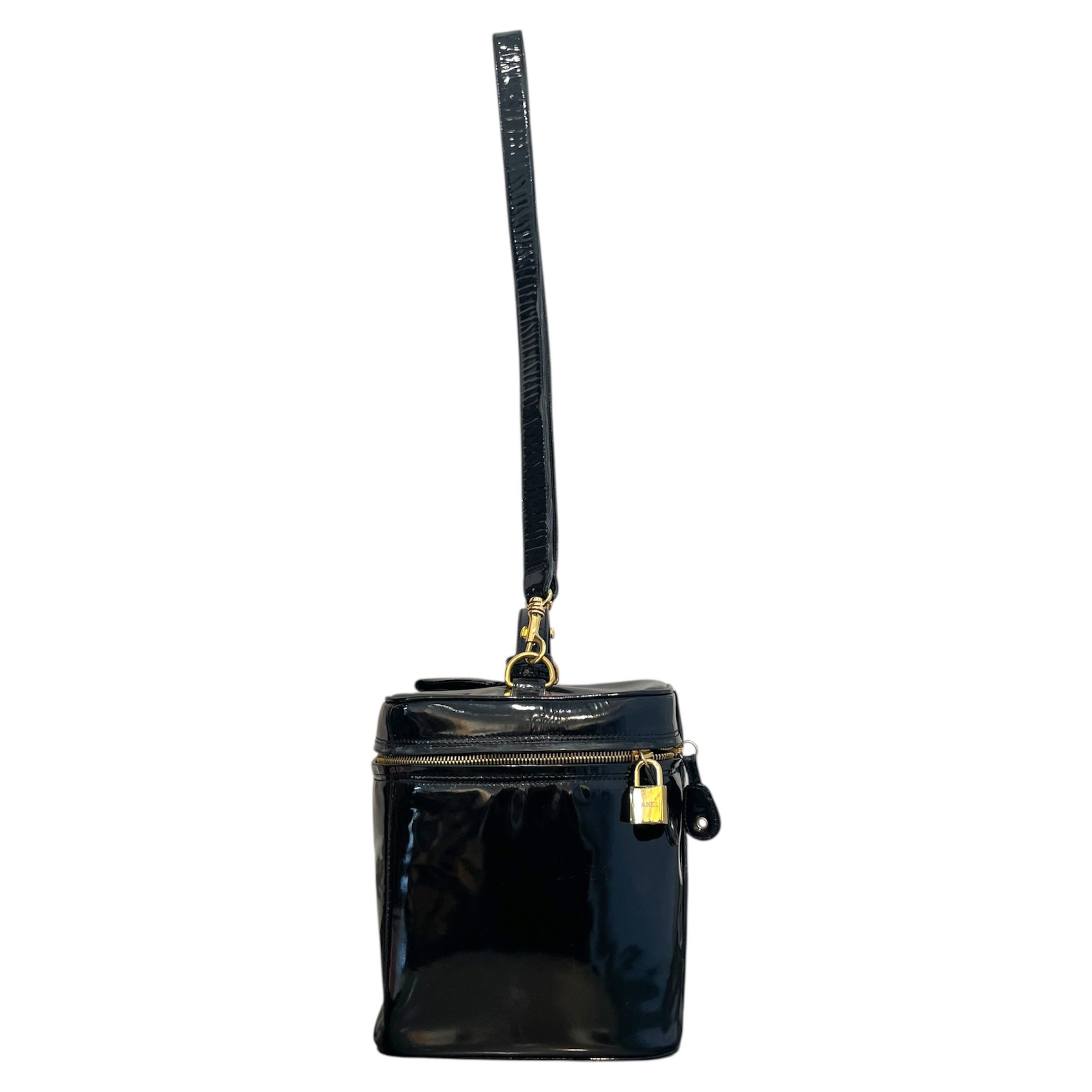 CHANEL/Bag/Leather/BLK/Coco Mark Patent Vanity Bag view 2