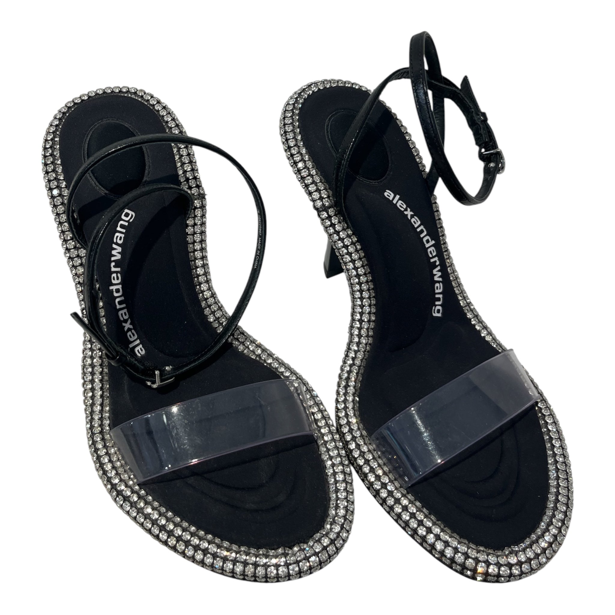 Alexander Wang/Heels/EU 36/Leather/BLK/Open-Toe/crystals around rim view 1